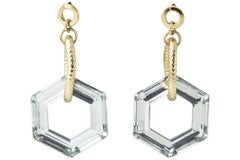 1960s Hexagon Bib Necklace and Dangle Drop Earrings