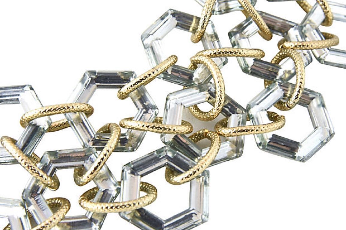 Women's 1960s Hexagon Bib Necklace and Dangle Drop Earrings For Sale