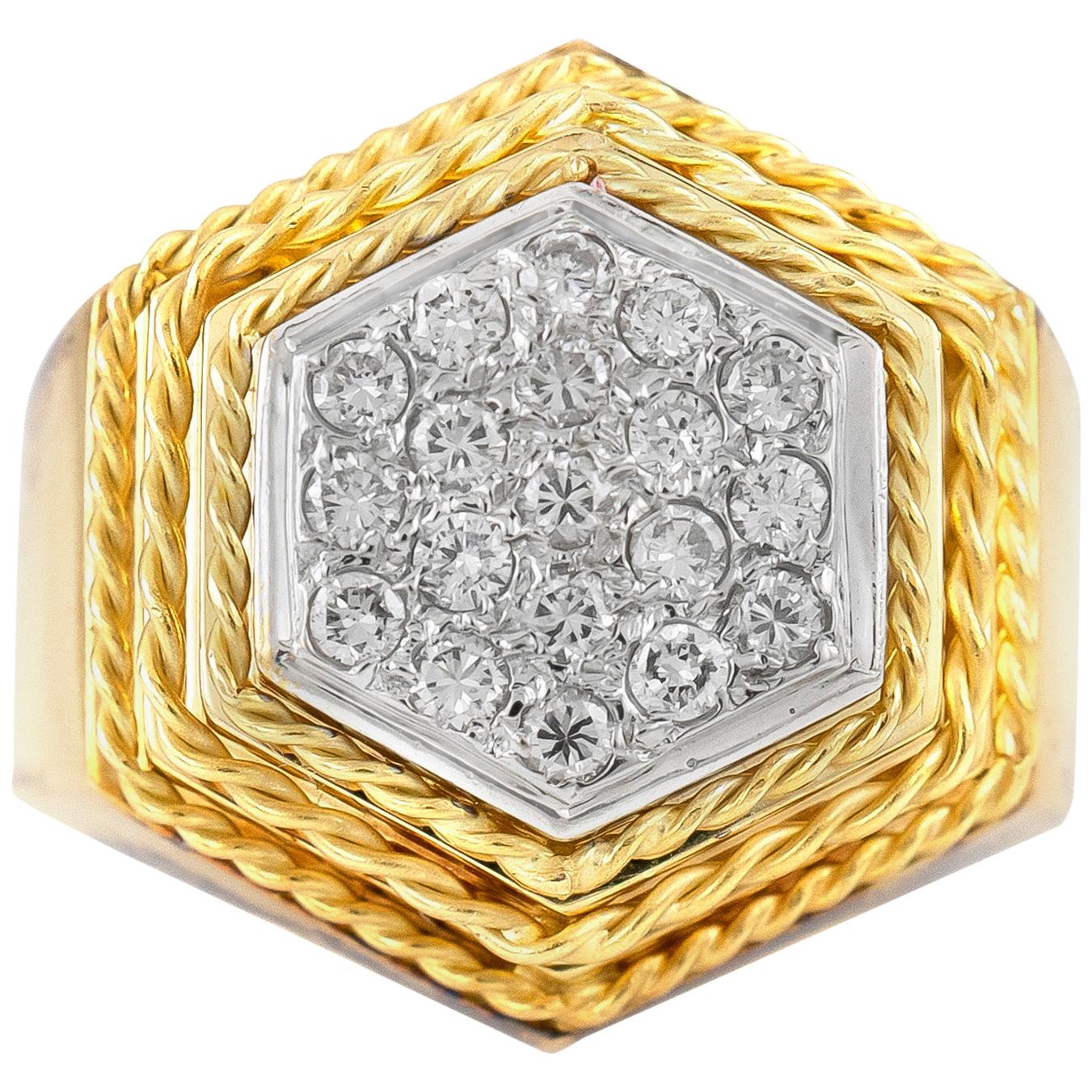 1960s Hexagon Diamonds Ring