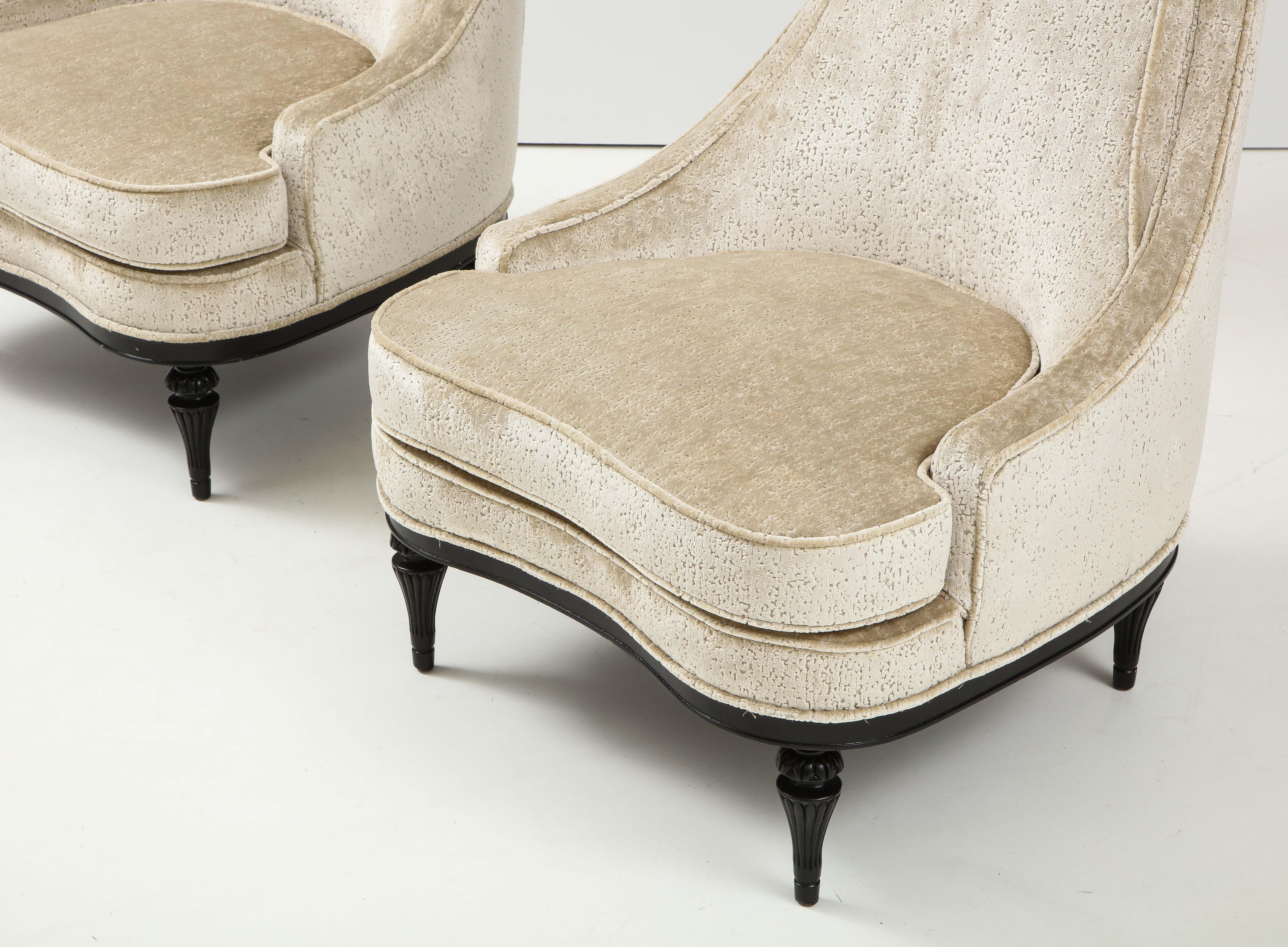 1960s High Back Slipper Lounge Chairs by Interior Crafts In Good Condition In New York, NY