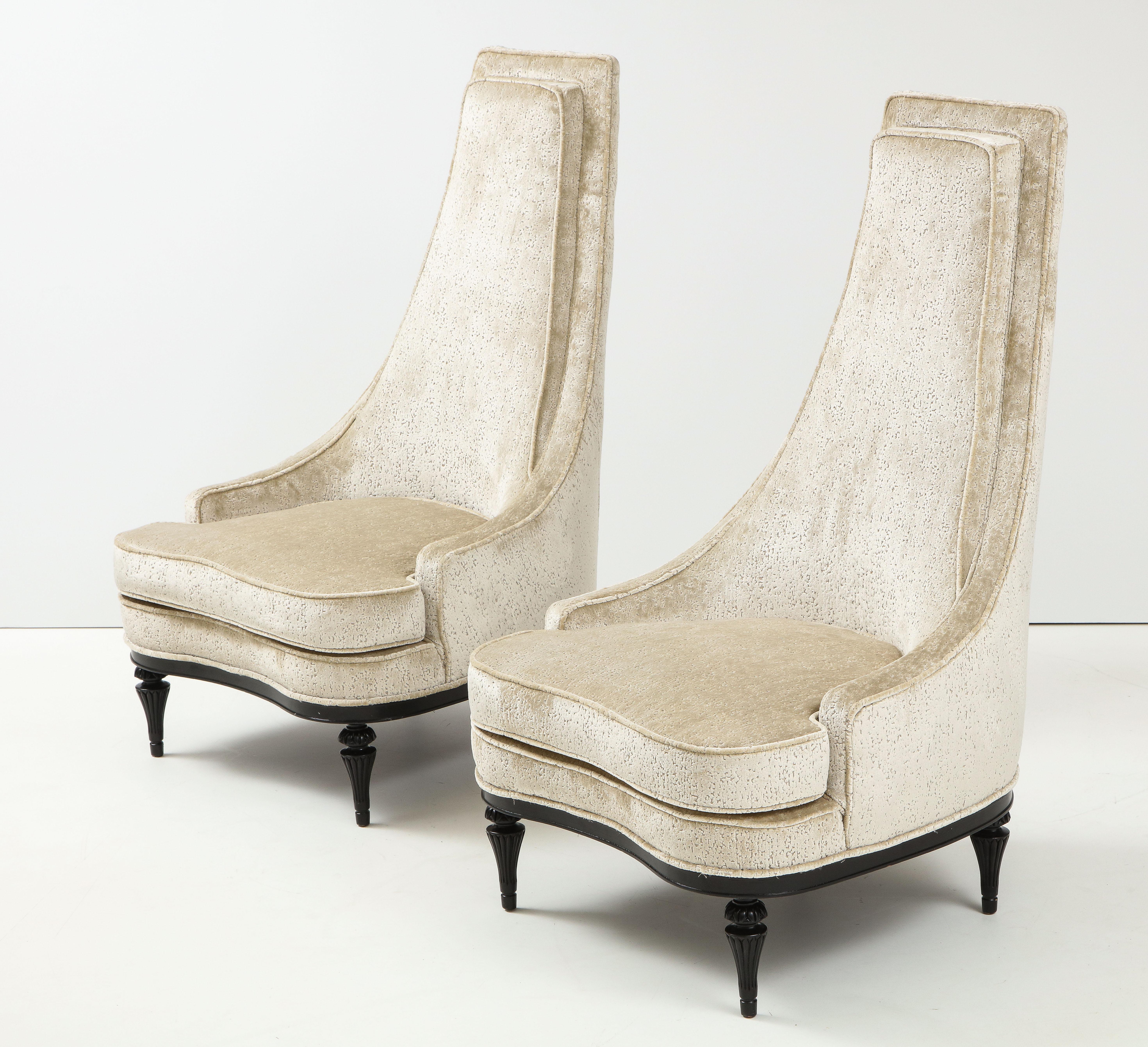 Mid-20th Century 1960s High Back Slipper Lounge Chairs by Interior Crafts