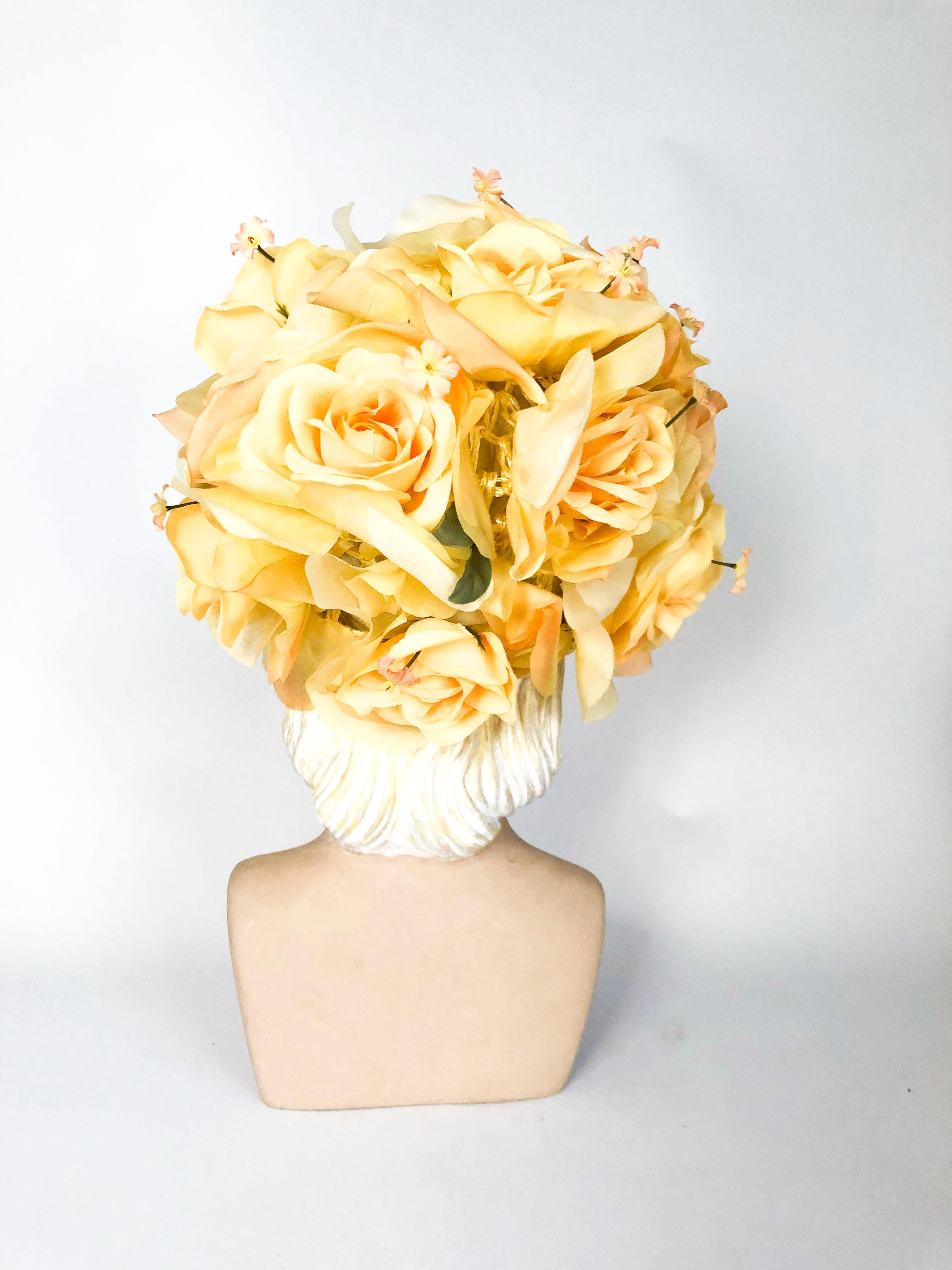 1960s High-Fashion Yellow Floral Hat  In Good Condition In San Francisco, CA