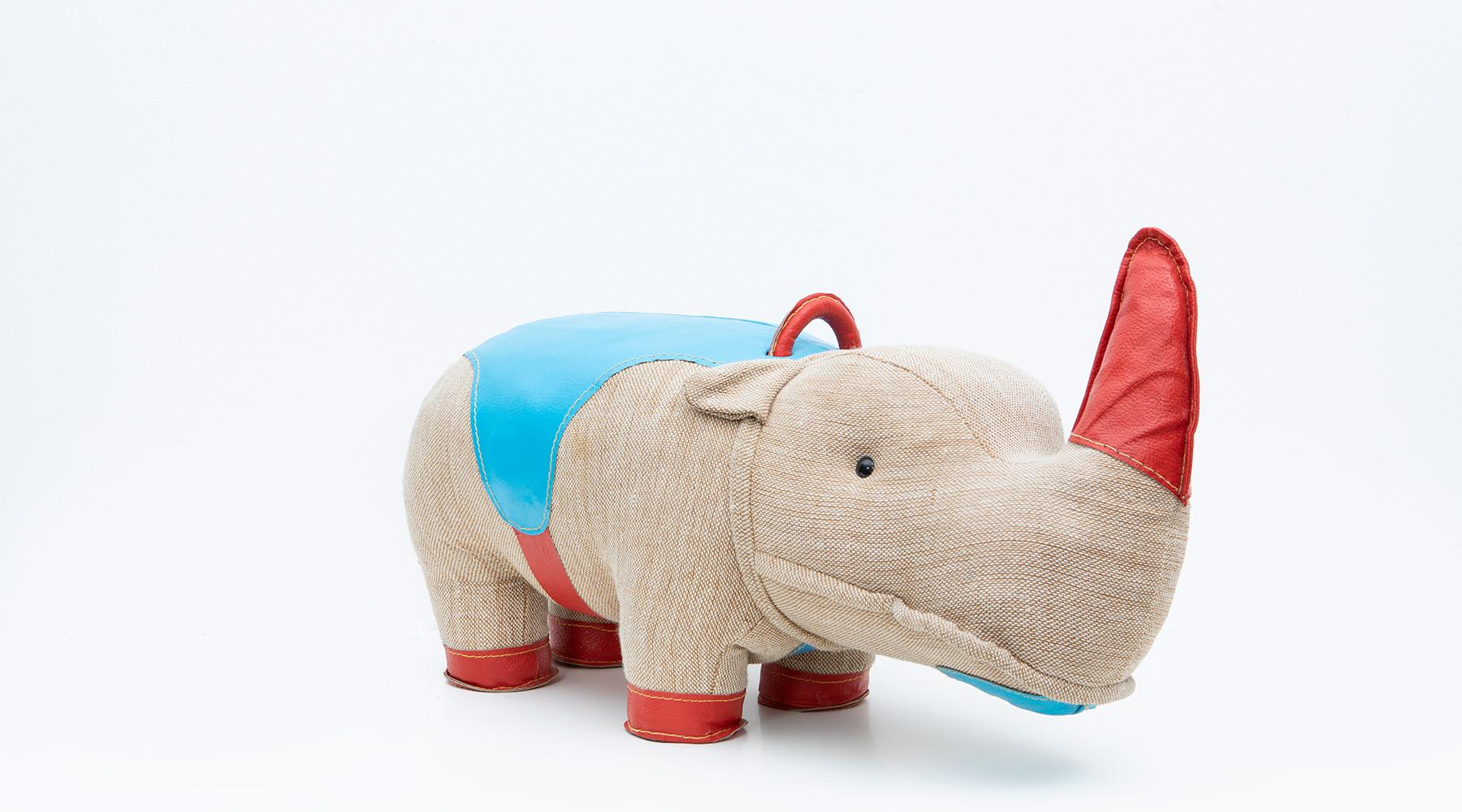Leather 1960s High-Quality Children Toy 'Rhino' by German Renate Müller 'B'