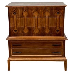 Retro 1960s Highboy with sculpted spade handles