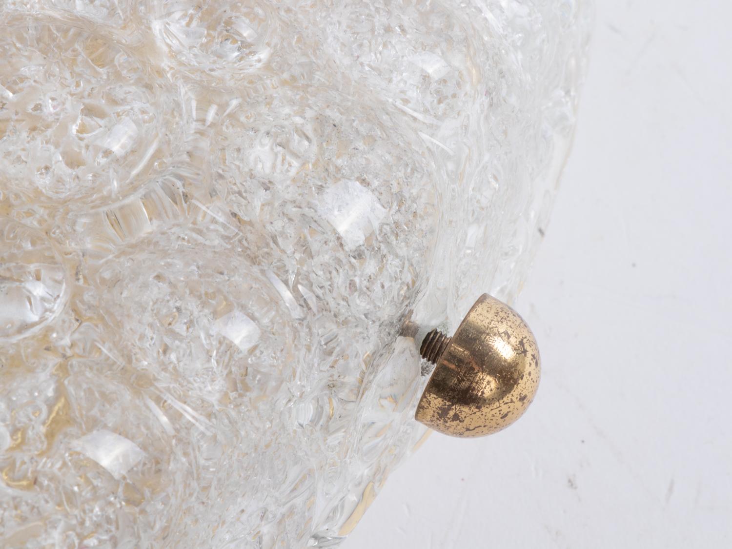 1960s Hillebrand Flush Mount Murano Bubble Glass on Brass In Good Condition For Sale In Niederdorfelden, Hessen