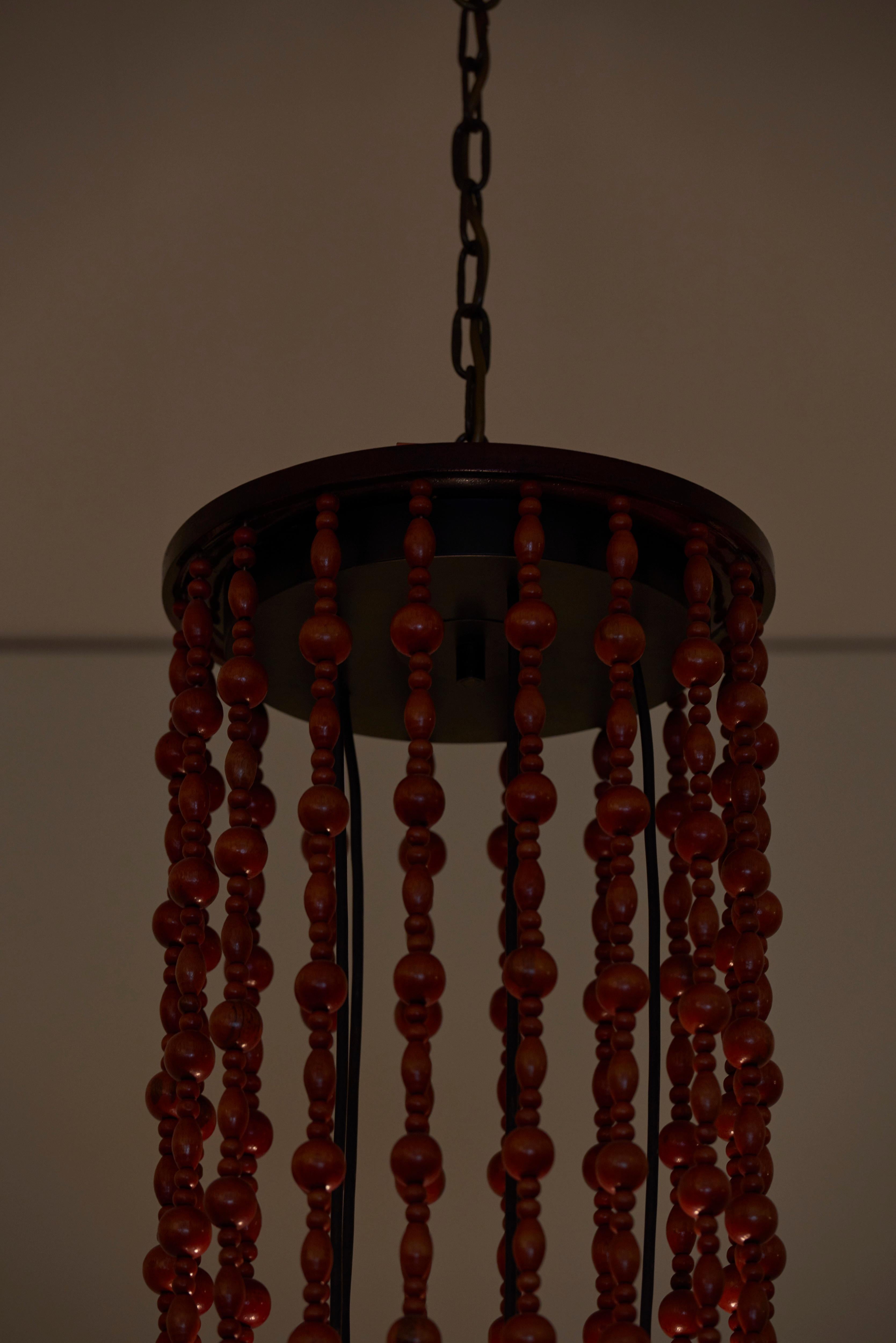 Wood 1960s Hippie Pendant Lamp by Temde Leuchten, Switzerland