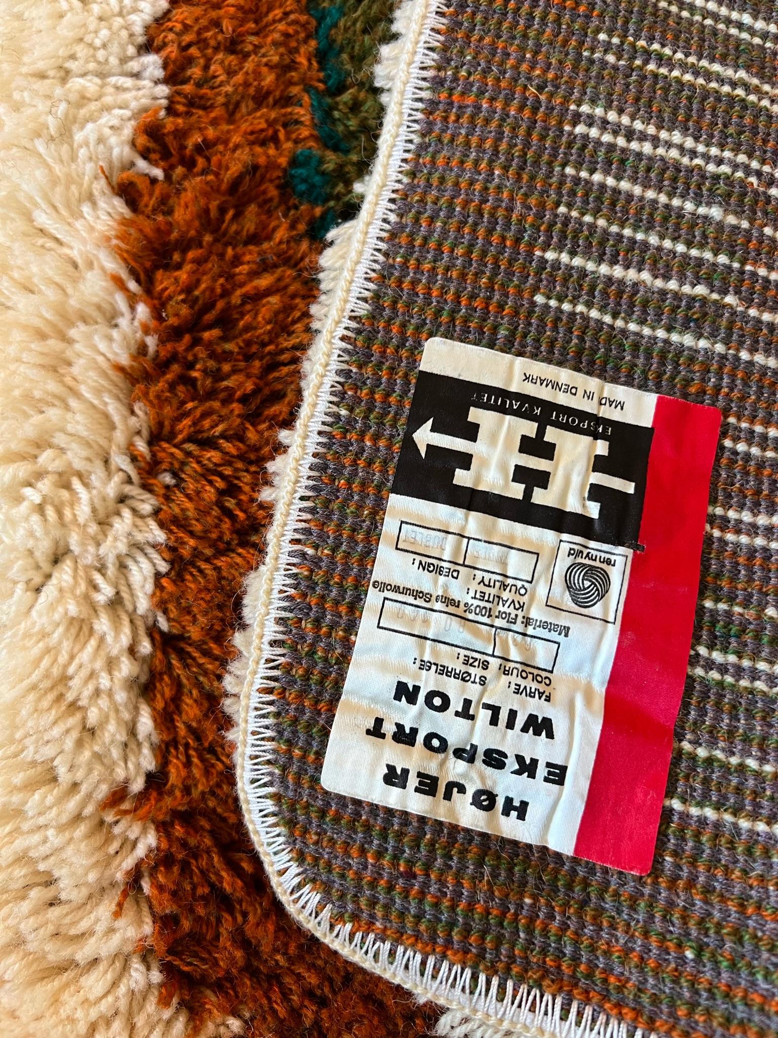 1960 HOJER EKSPORT WILTON Tapis Modernity en laine Tapisserie Milieu de Siècle en vente 7