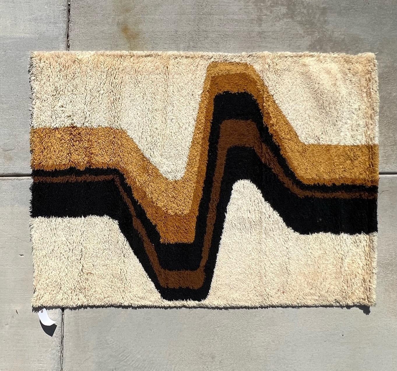 Mid-20th Century 1960's HOJER EKSPORT WILTON Lightening UNUSED Mid Century Danish Rya Rug Modern For Sale