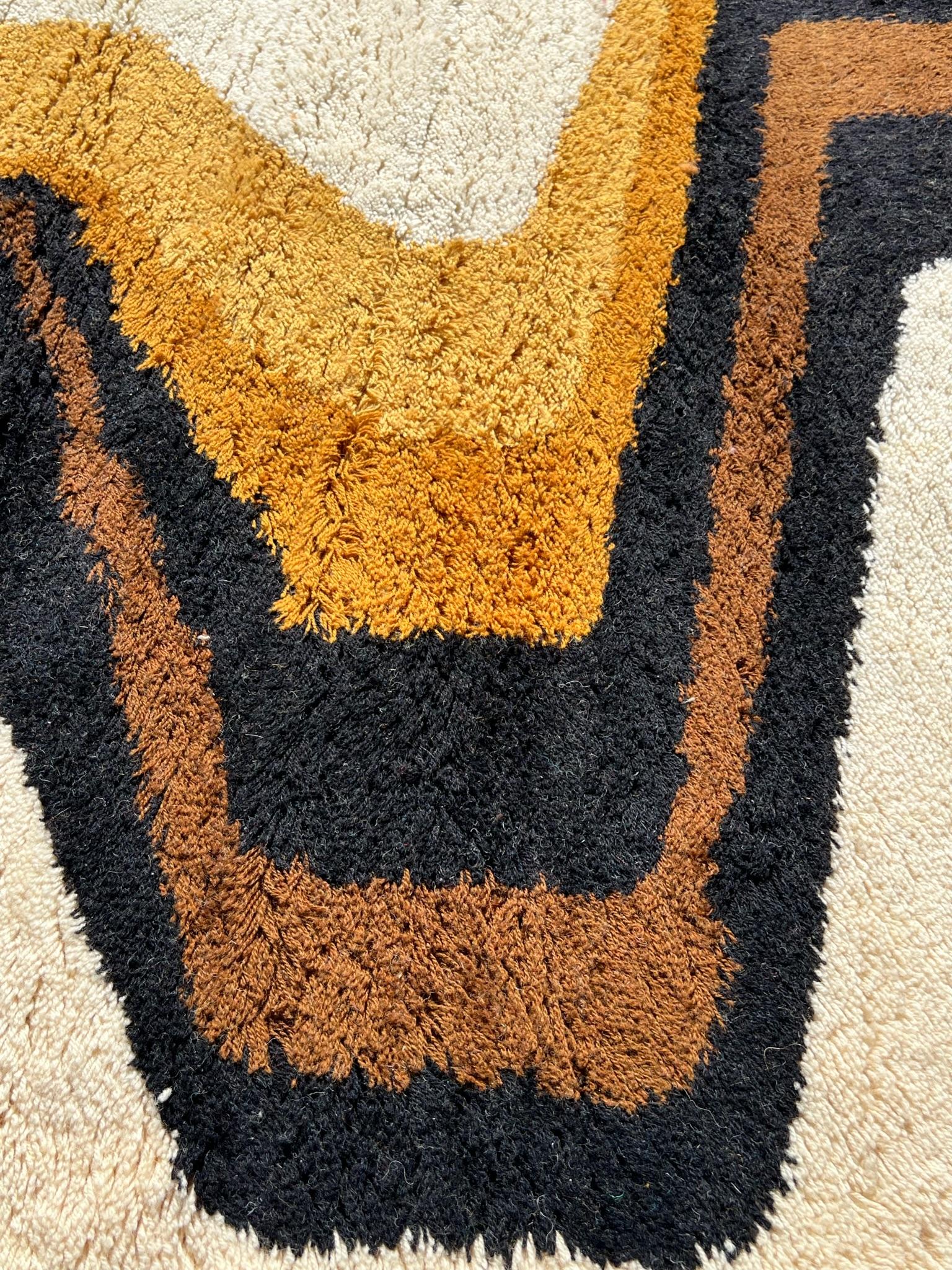 1960's HOJER EKSPORT WILTON Lightening UNUSED Mid Century Danish Rya Rug Modern For Sale 1