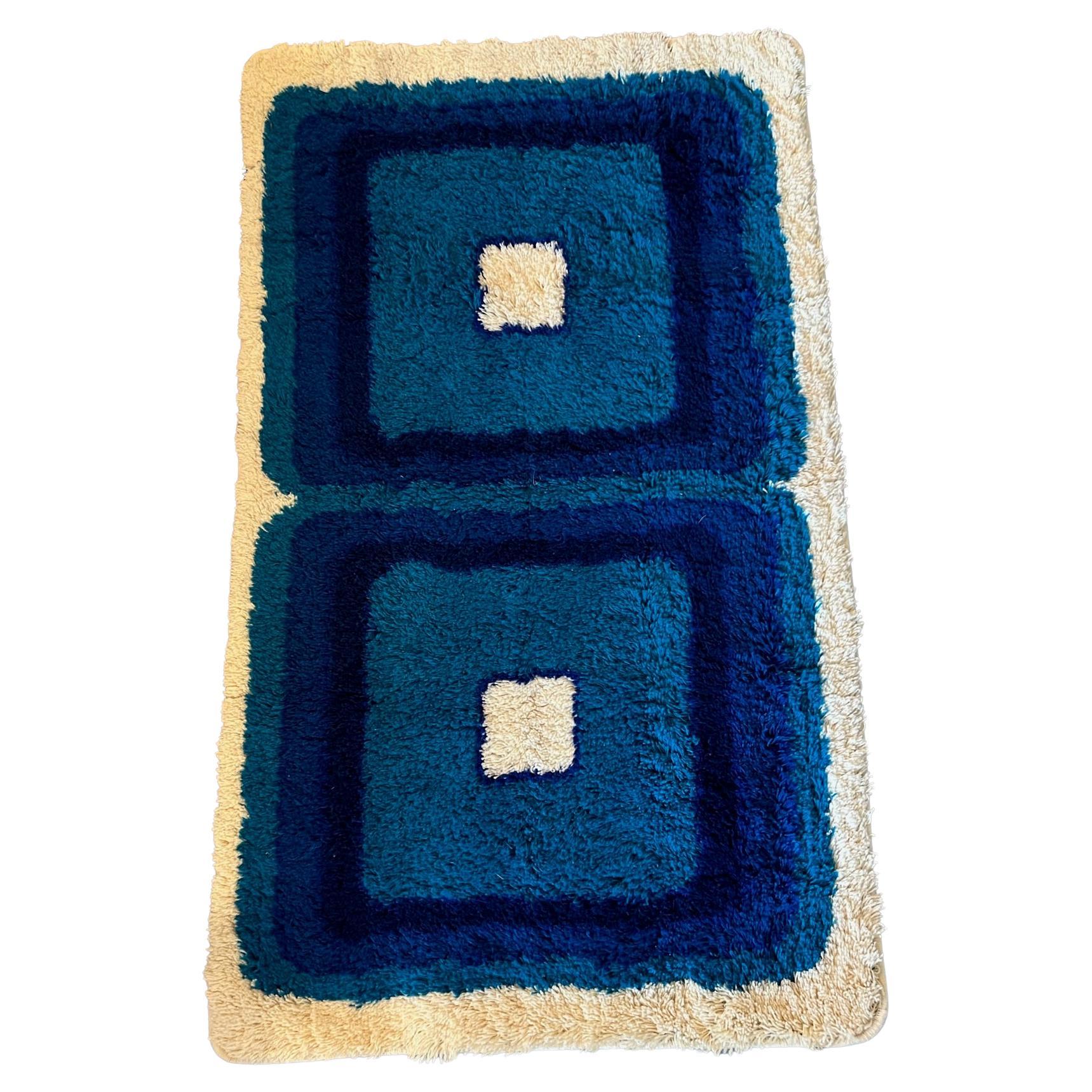 1960's HOJER EKSPORT WILTON UNUSED Mid Century Modern Rya Rug Danish Rug Wool