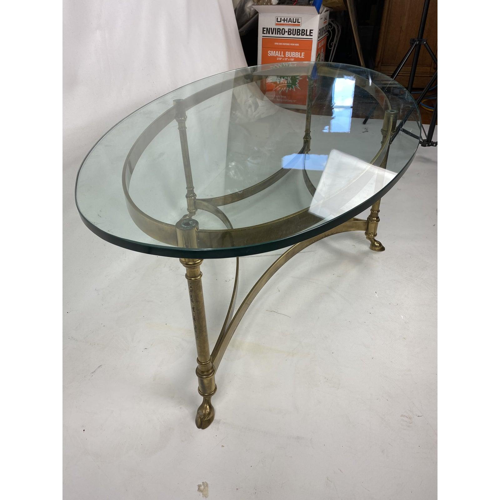 1960s Hollywood Regency Brass Cocktail Table with Hoofed Feet by LaBarge 4
