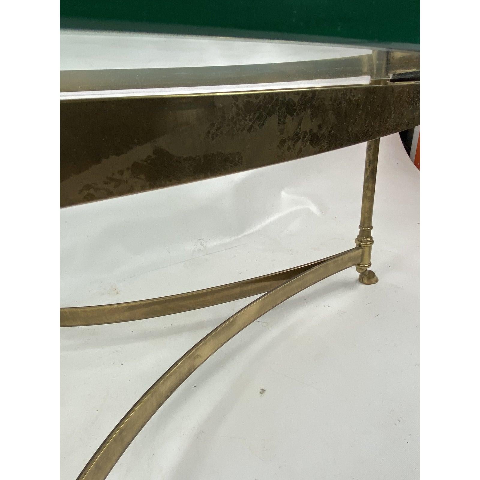 Mid-Century Modern 1960s Hollywood Regency Brass Cocktail Table with Hoofed Feet by LaBarge
