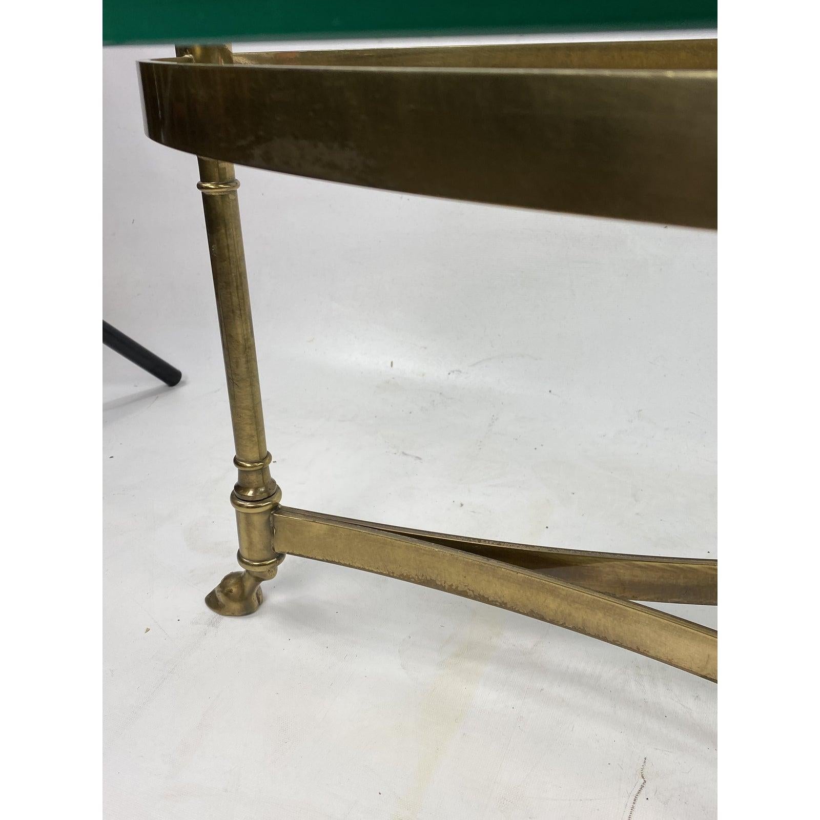 1960s Hollywood Regency Brass Cocktail Table with Hoofed Feet by LaBarge In Good Condition In Esperance, NY