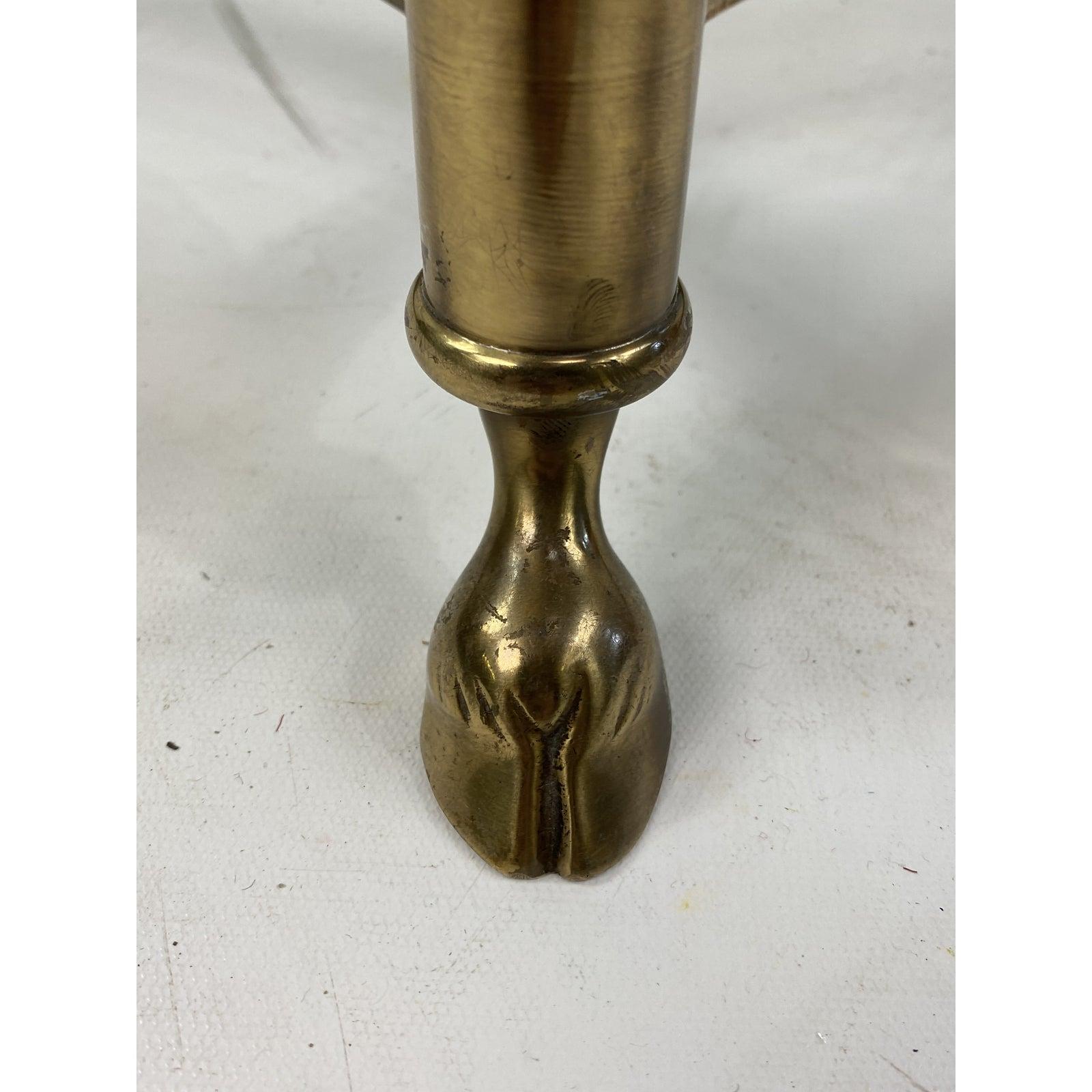 Mid-20th Century 1960s Hollywood Regency Brass Cocktail Table with Hoofed Feet by LaBarge