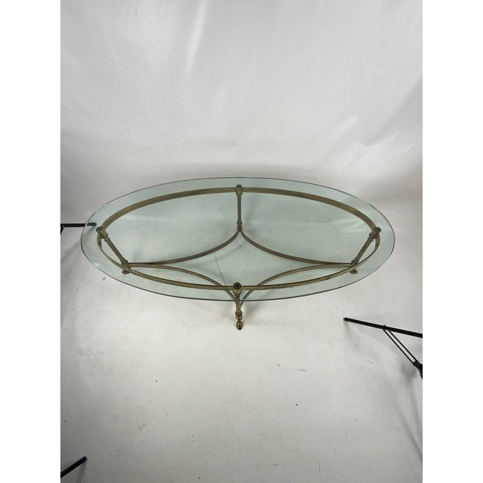 1960s Hollywood Regency Brass Cocktail Table with Hoofed Feet by LaBarge 2