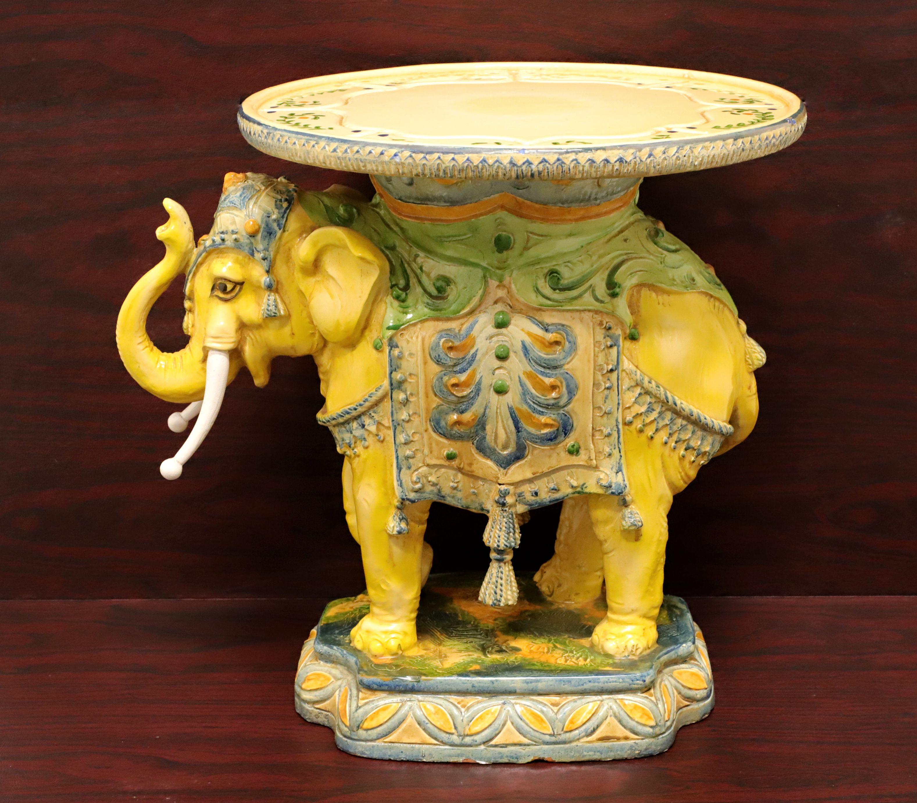 20th Century 1960's Hollywood Regency Ceramic Elephant Plant Stand