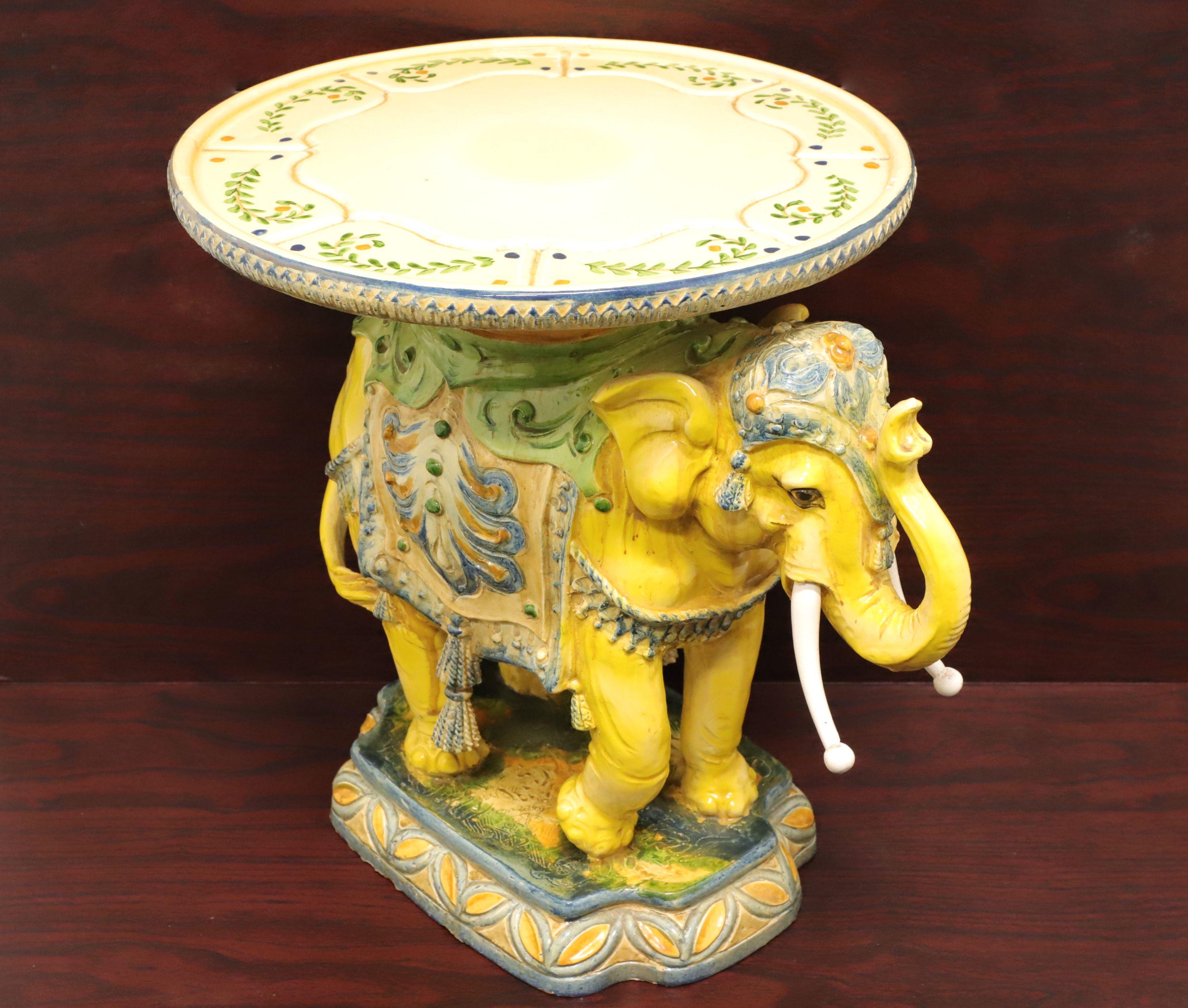 1960's Hollywood Regency Ceramic Elephant Plant Stand 4