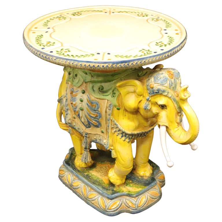 1960's Hollywood Regency Ceramic Elephant Plant Stand For Sale at 1stDibs