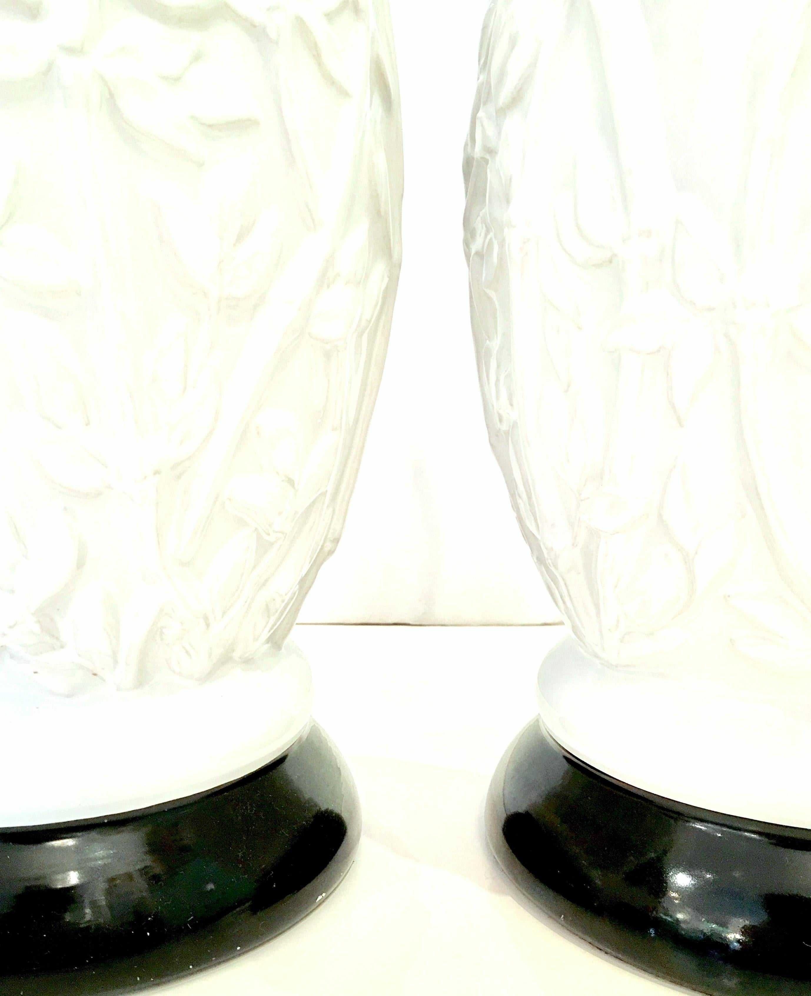 1960s Hollywood Regency Ceramic Glaze Ginger Jar Faux Bamboo Lamps For Sale 3