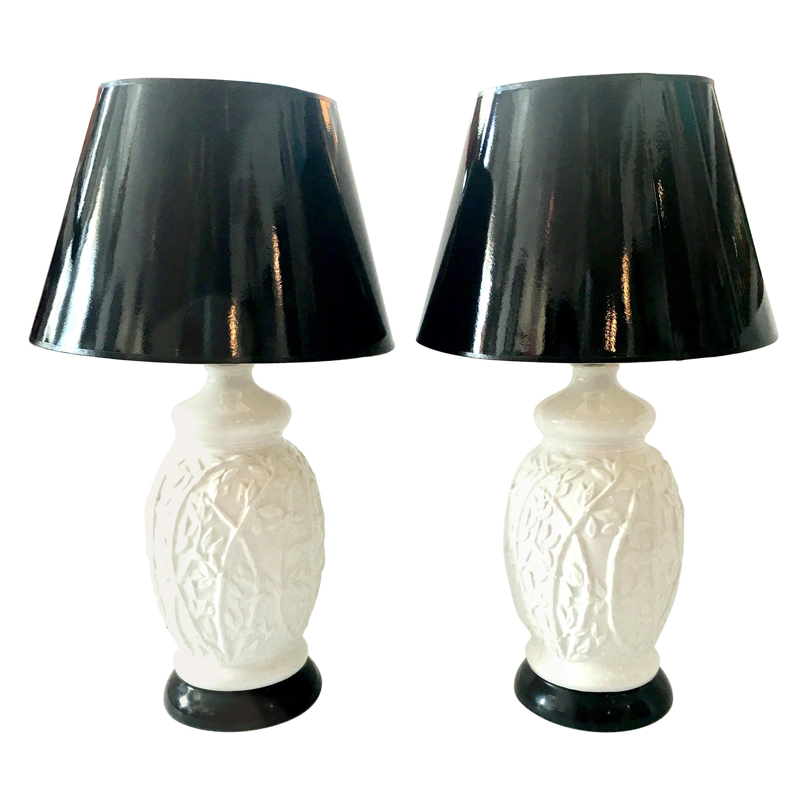 1960s Hollywood Regency Ceramic Glaze Ginger Jar Faux Bamboo Lamps For Sale