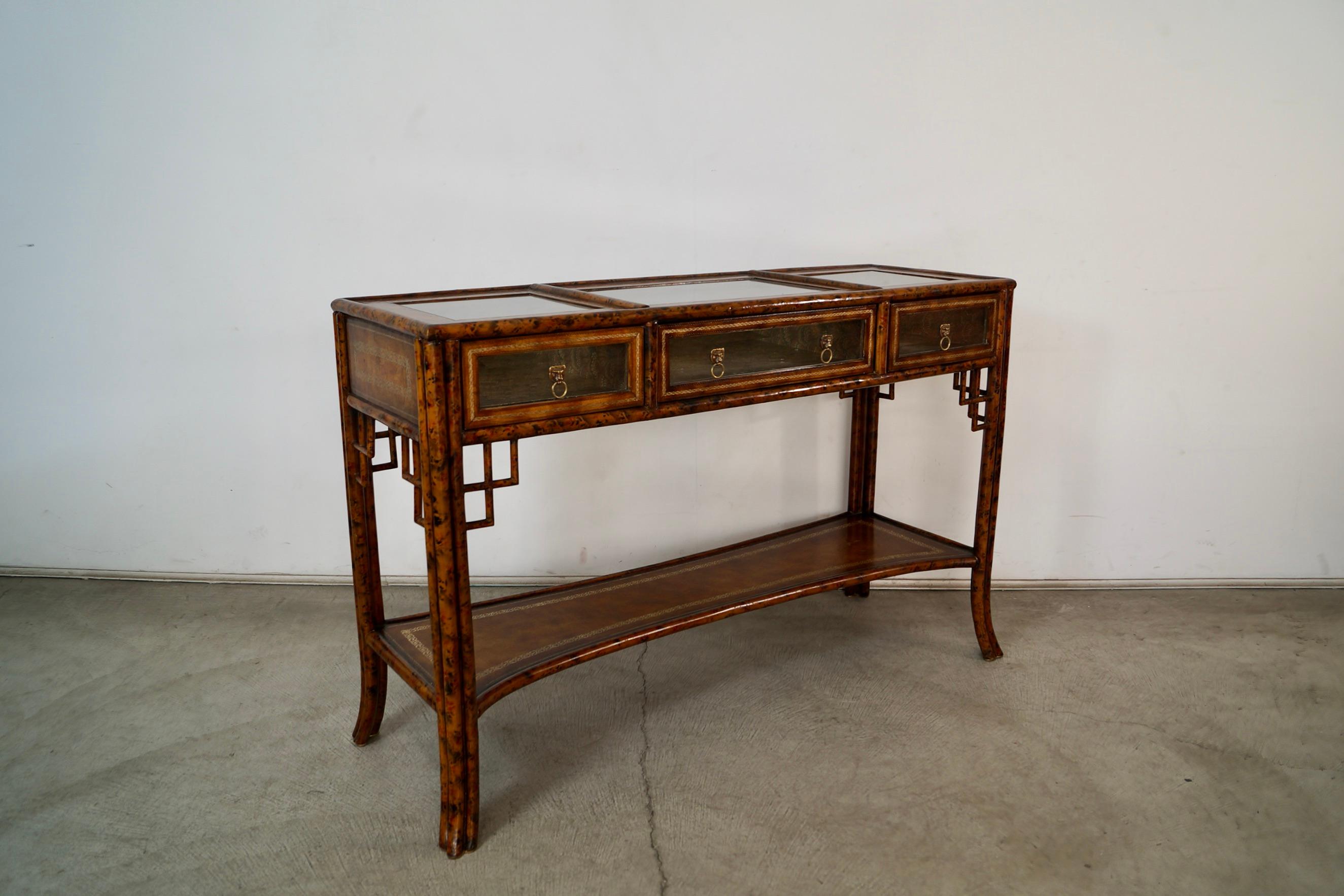 1960's Hollywood Regency Chinoiserie Maitland-Smith Console Table For Sale 4