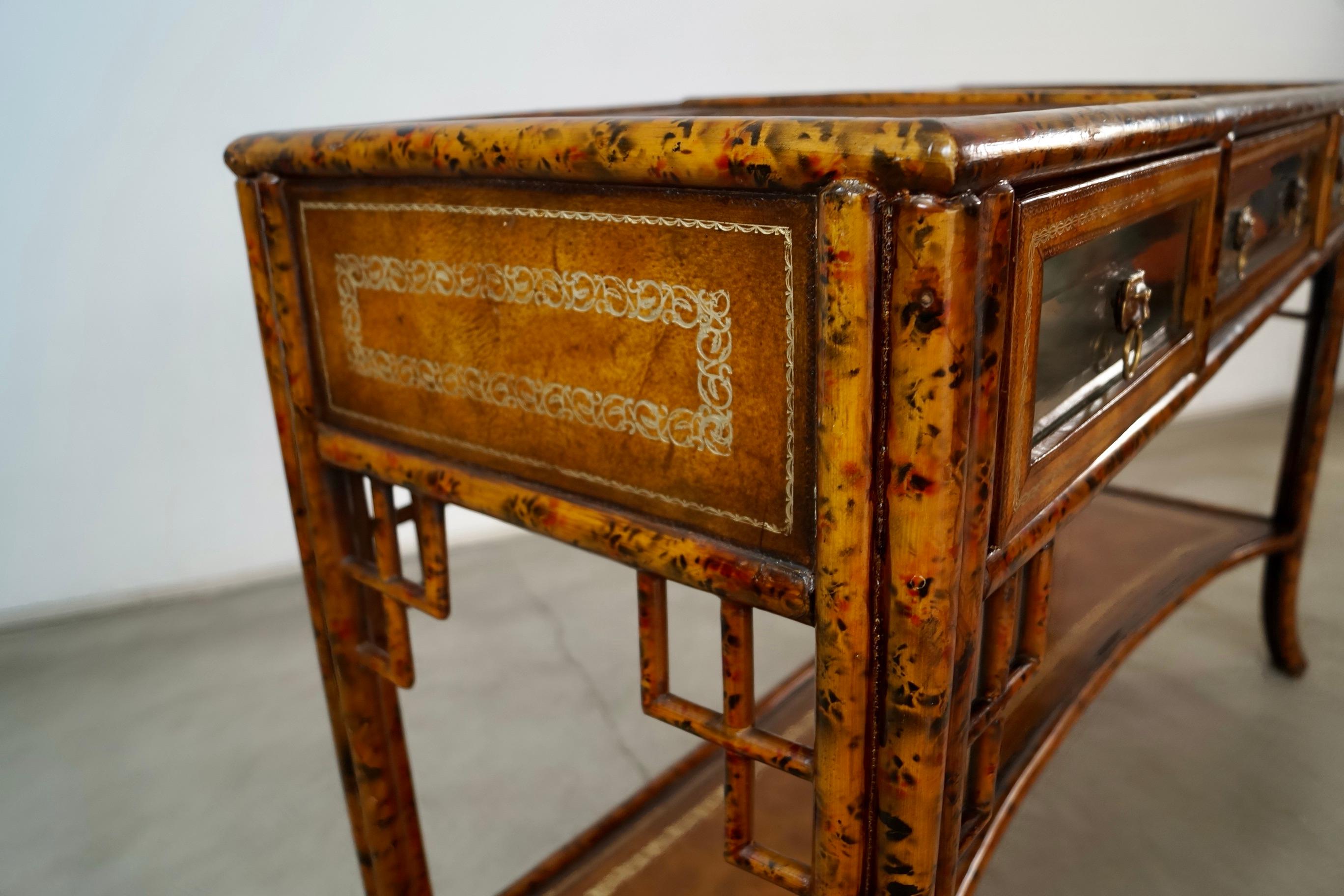 1960's Hollywood Regency Chinoiserie Maitland-Smith Console Table For Sale 13