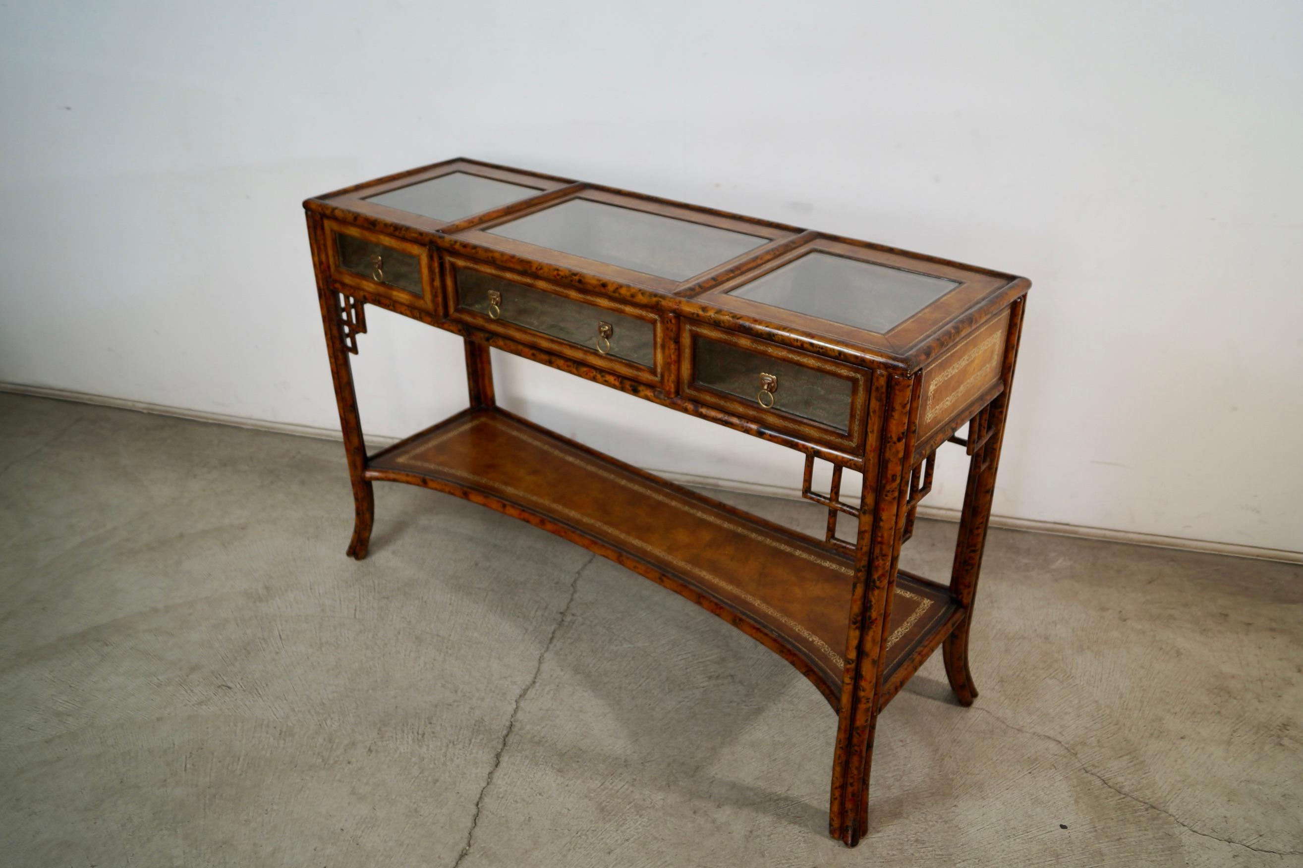American 1960's Hollywood Regency Chinoiserie Maitland-Smith Console Table For Sale
