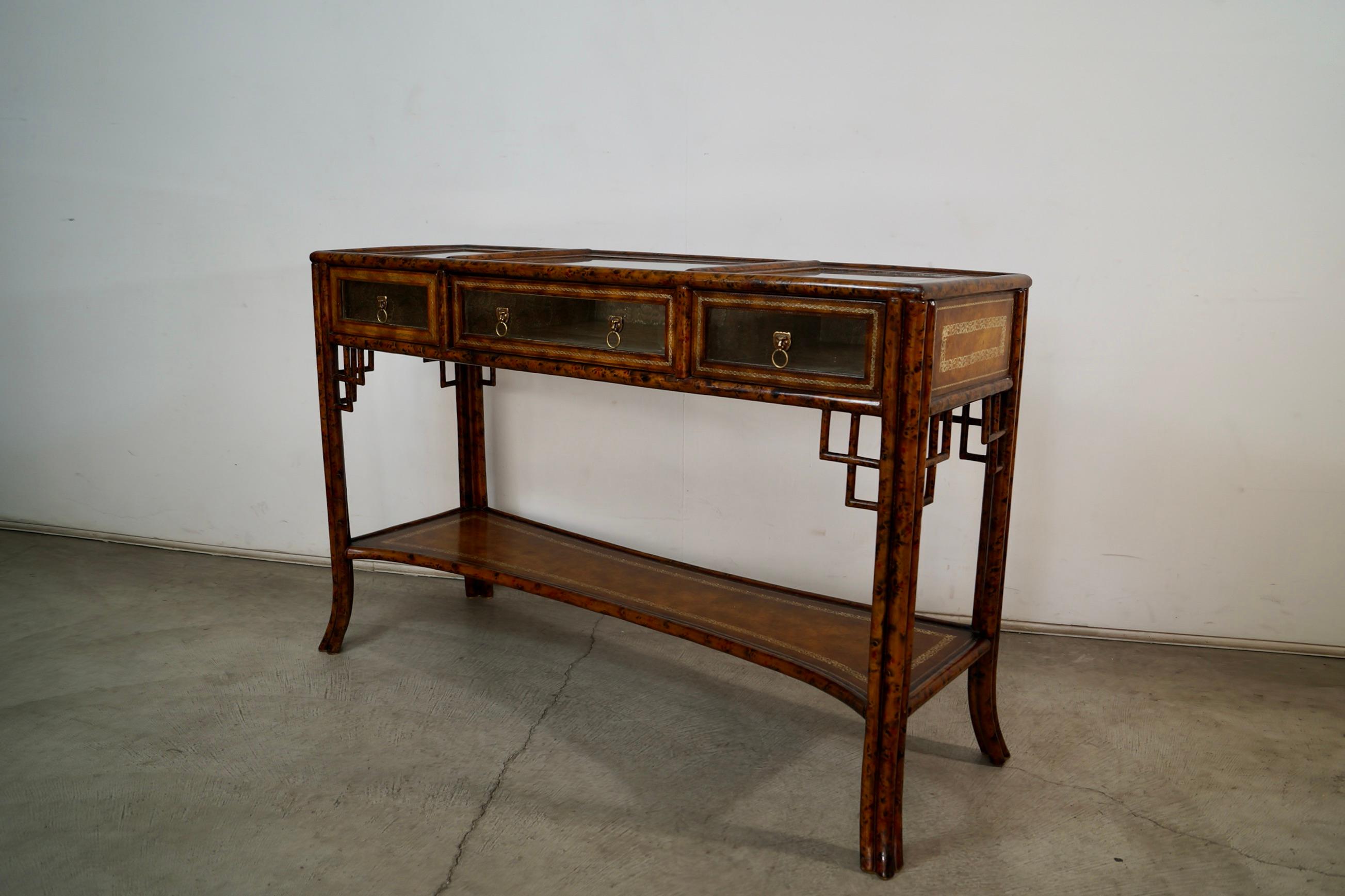 1960's Hollywood Regency Chinoiserie Maitland-Smith Console Table In Good Condition For Sale In Burbank, CA