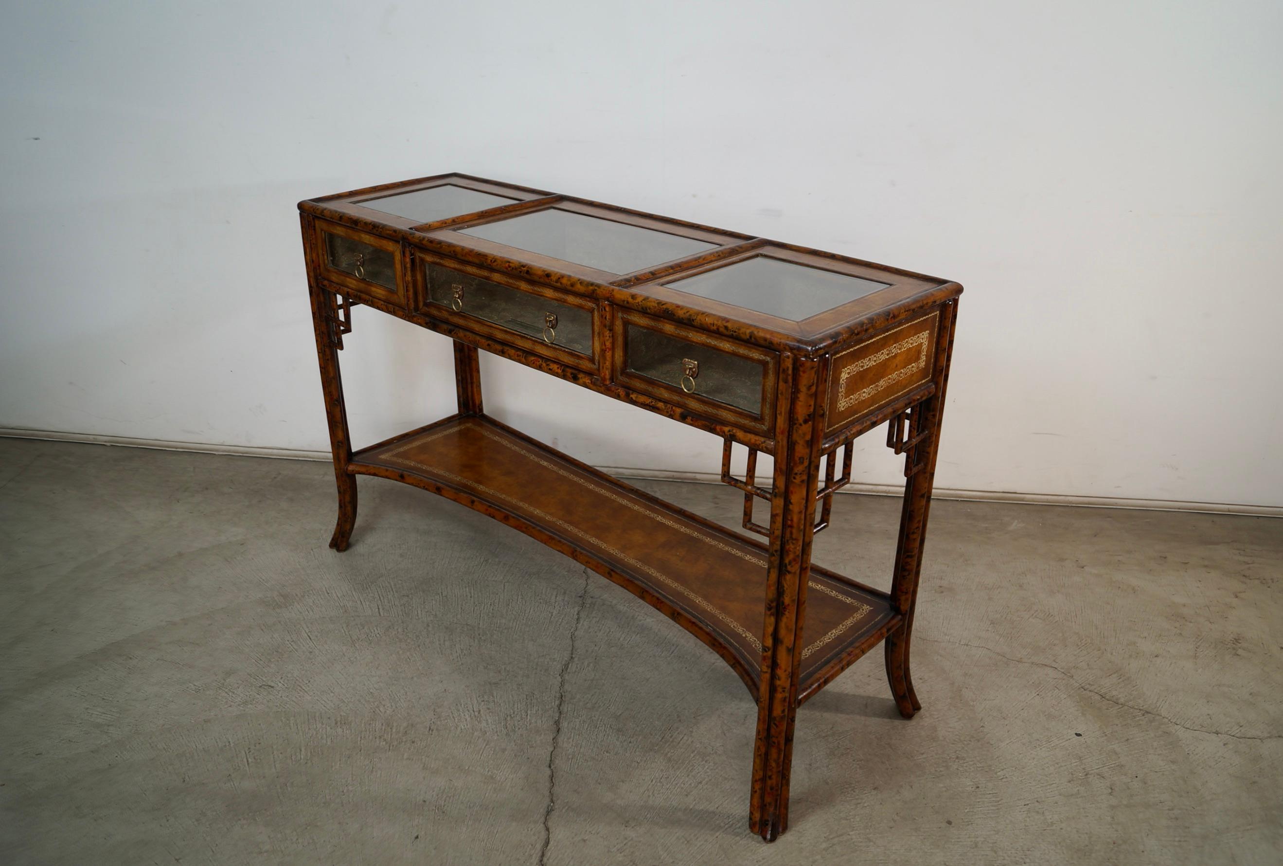 Mid-20th Century 1960's Hollywood Regency Chinoiserie Maitland-Smith Console Table For Sale
