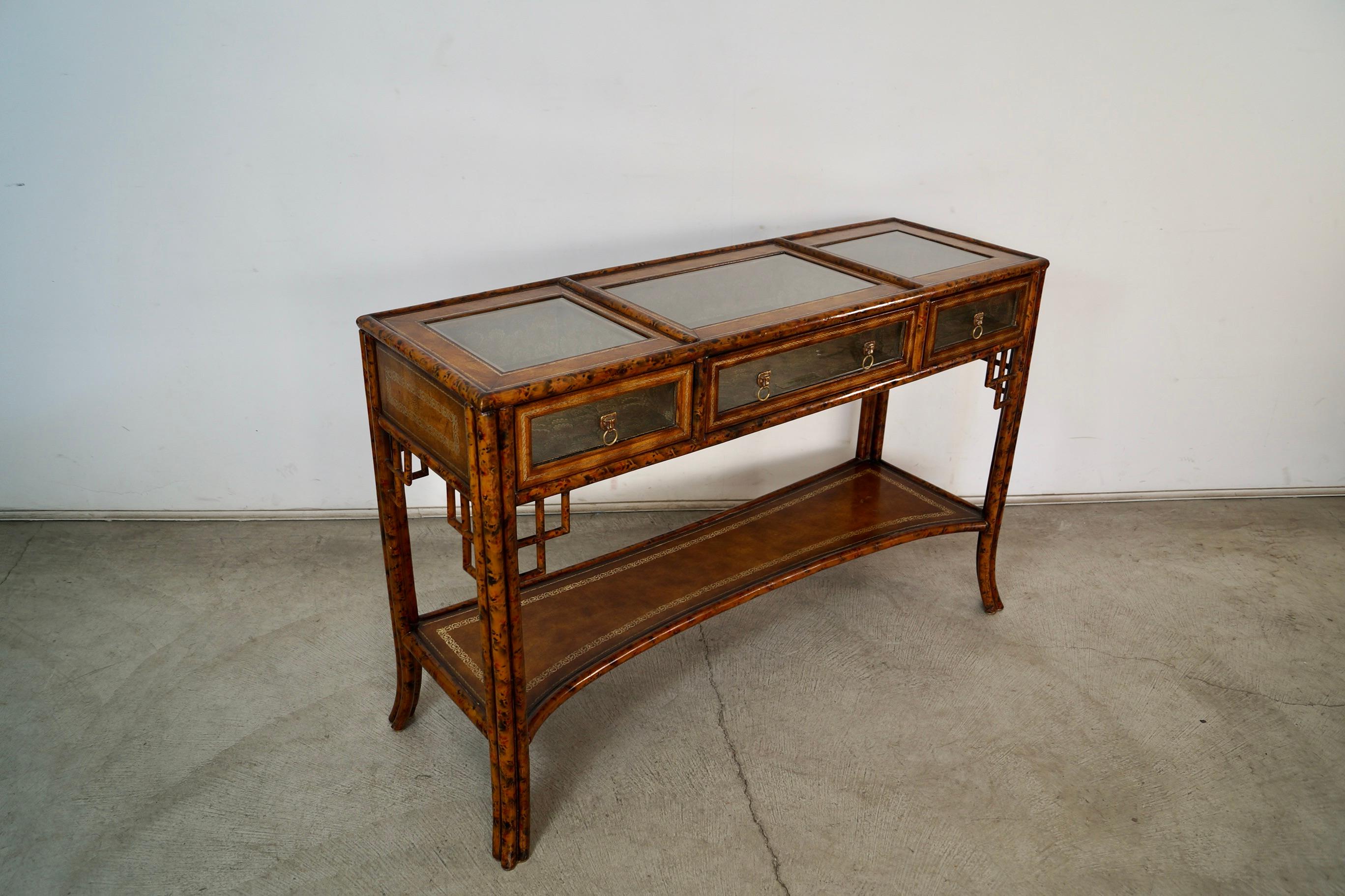 1960's Hollywood Regency Chinoiserie Maitland-Smith Console Table For Sale 3