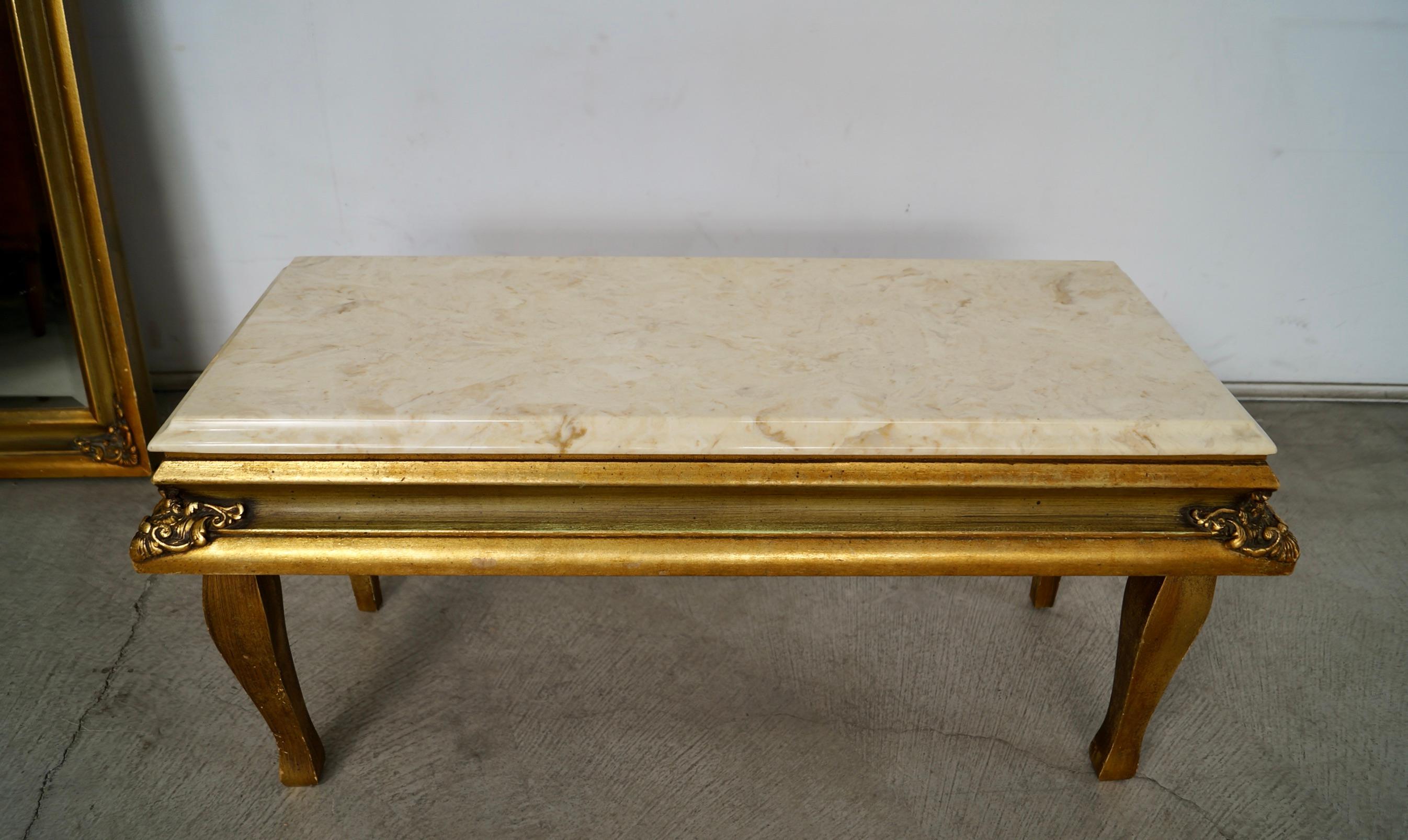 1960's Hollywood Regency Gilded Full-Length Beveled Mirror With Vanity Base For Sale 13