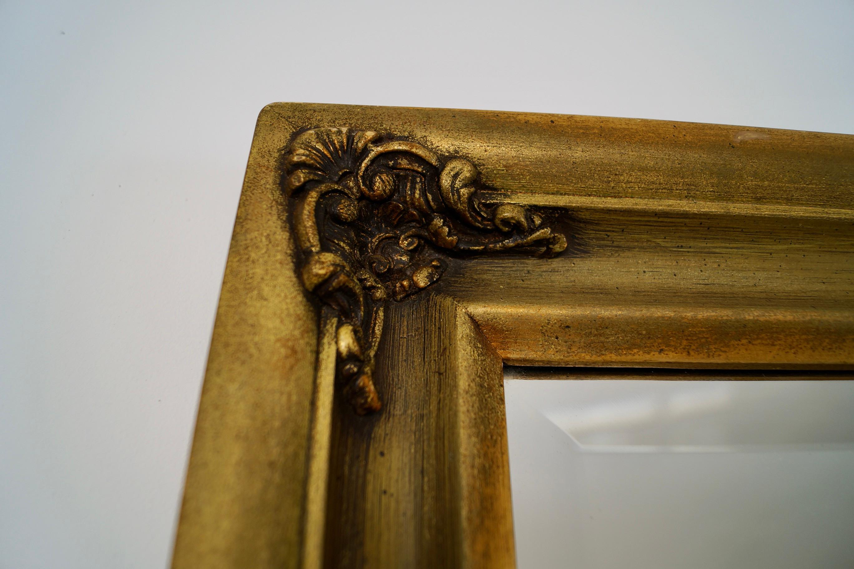 Mid-20th Century 1960's Hollywood Regency Gilded Full-Length Beveled Mirror With Vanity Base For Sale