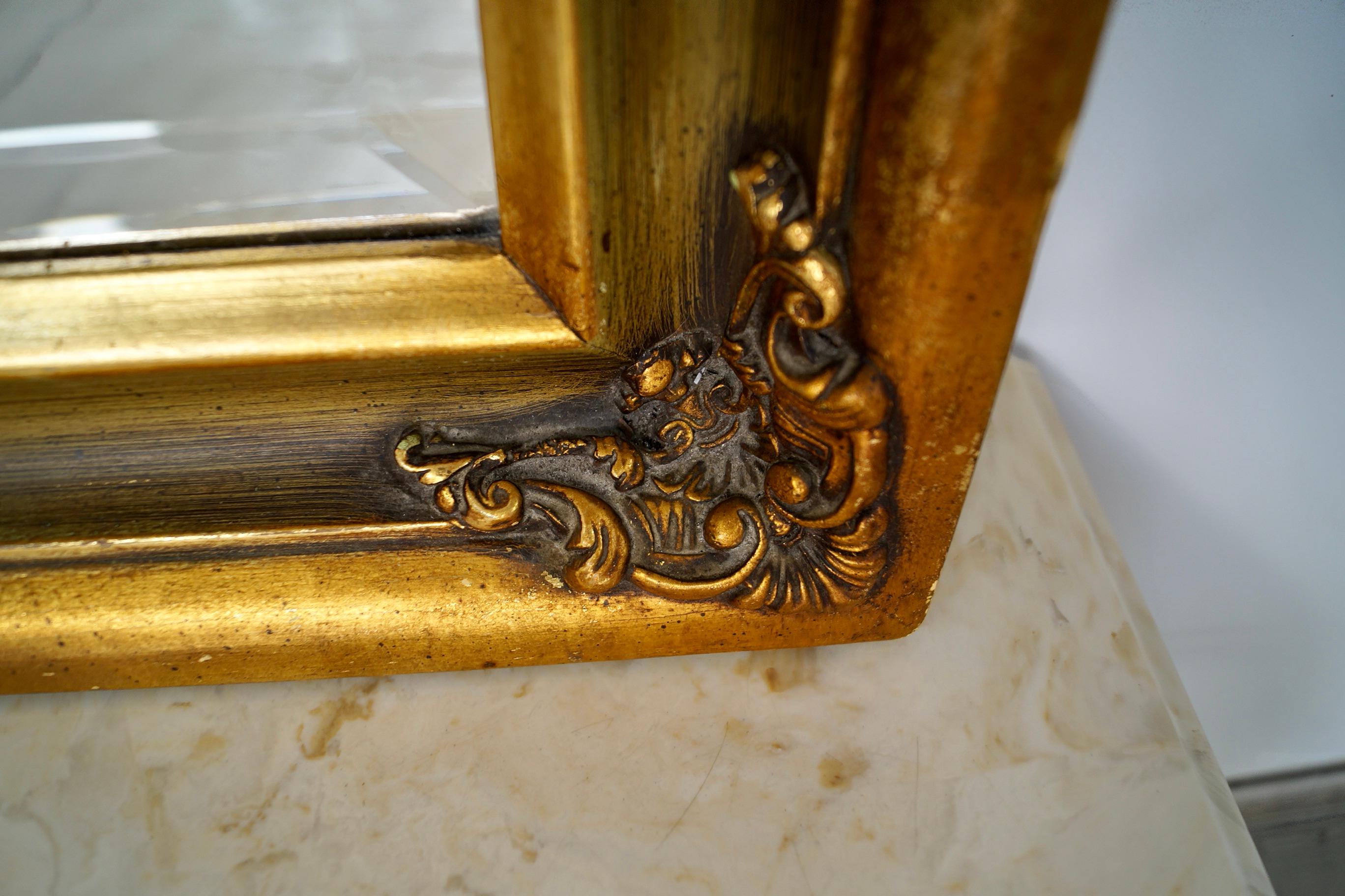 1960's Hollywood Regency Gilded Full-Length Beveled Mirror With Vanity Base For Sale 1