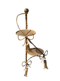 1960s Hollywood Regency Gold Brass Hanging Planter