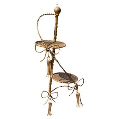 1960s Hollywood Regency Gold Brass Hanging Planter