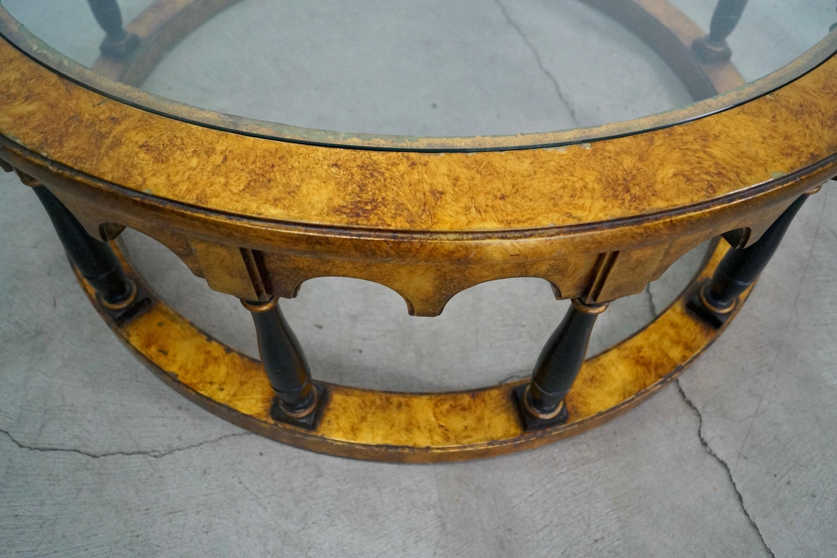 1960's Hollywood Regency Gold Leaf Coffee Table For Sale 8