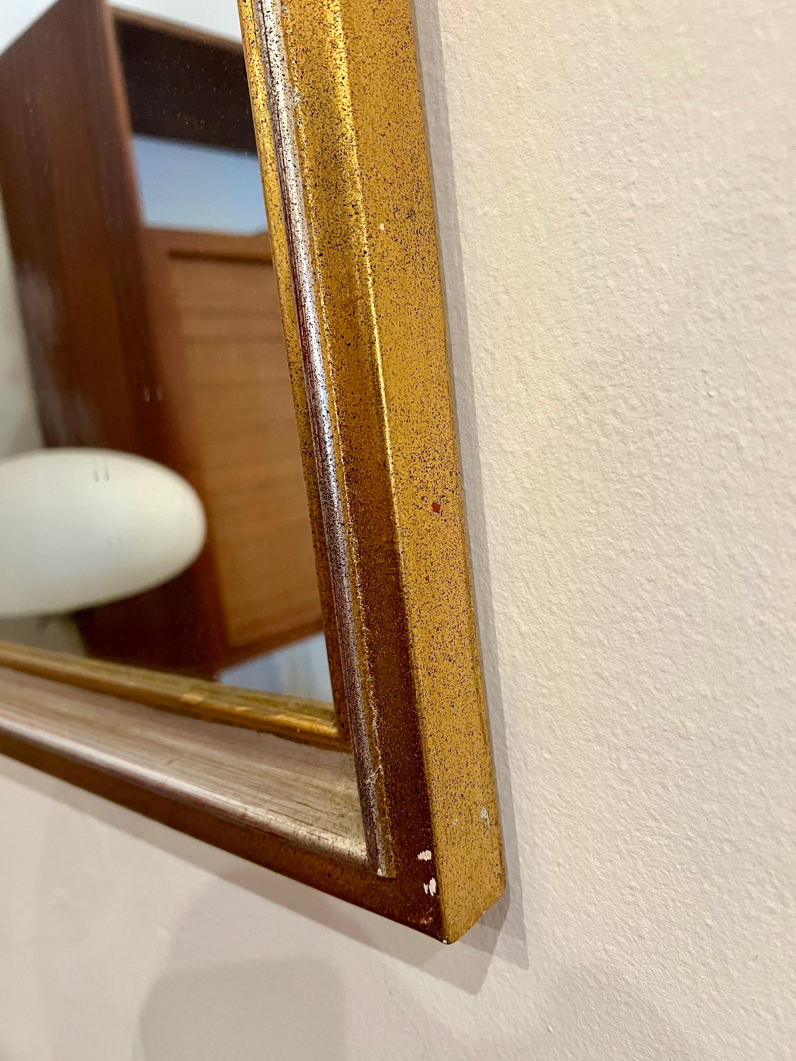 1960's Hollywood Regency Gold & Silver Leaf Giltwood Arched Italian Mirror In Good Condition For Sale In San Diego, CA