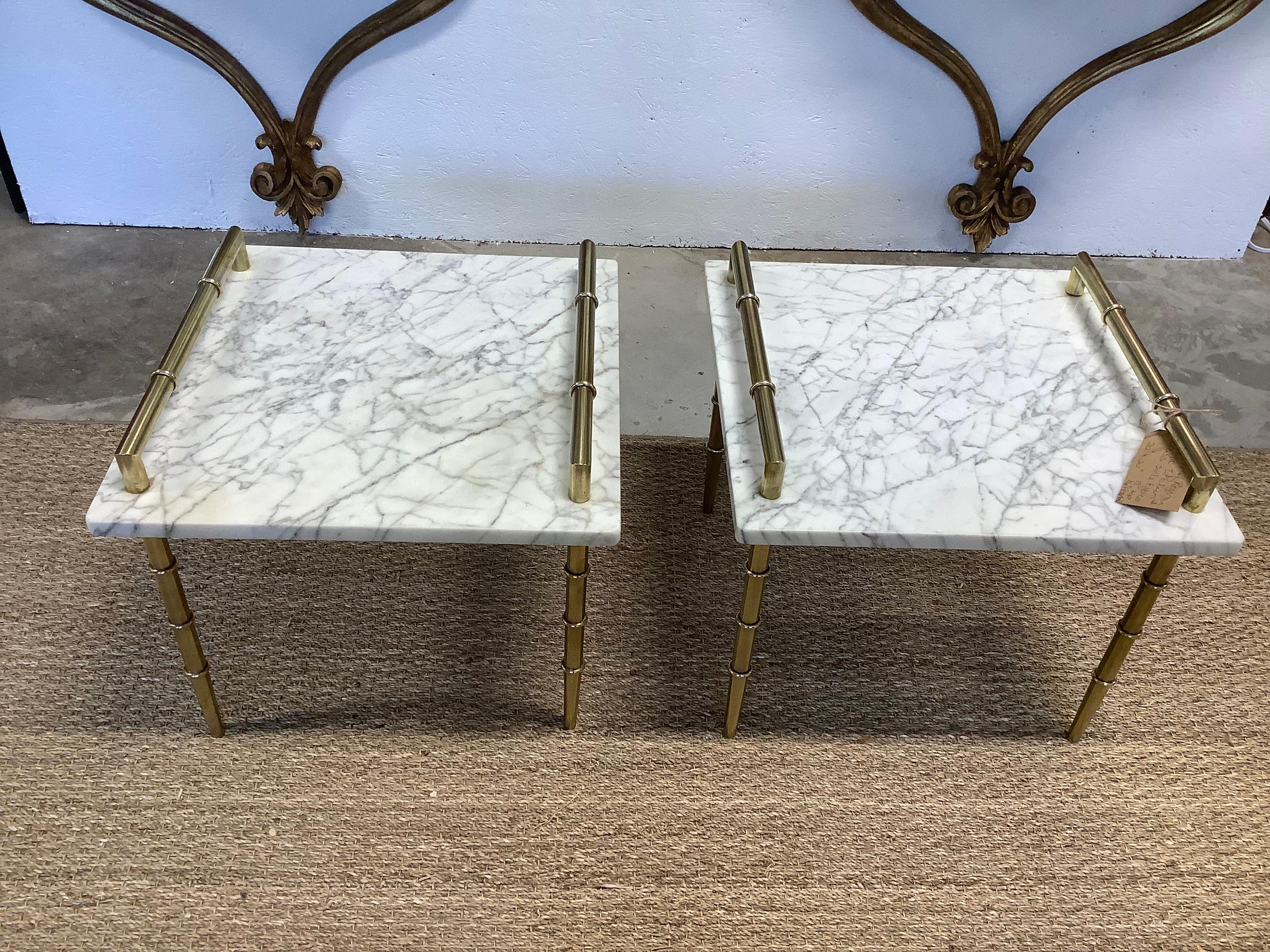 Mid-20th Century 1960s Hollywood Regency Italian Tables, in Brass & Marble