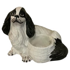 1960s Hollywood Regency Italian Terracotta Spaniel Dog Planter Bowl