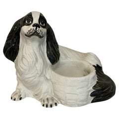 1960s Hollywood Regency Italian Terracotta Spaniel Dog Planter Bowl