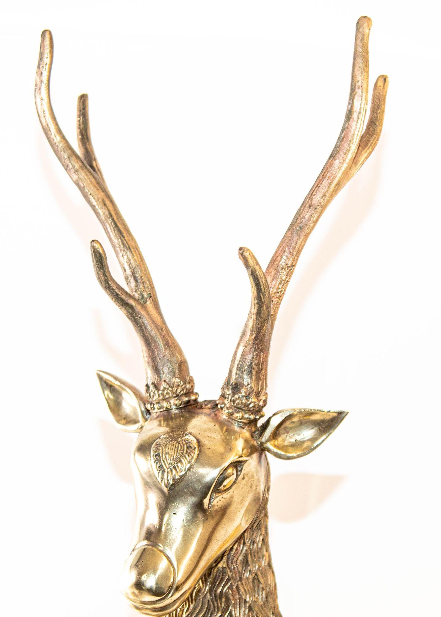 1960s Hollywood Regency Large Brass Deer by Sarreid Ltd, Spain 1