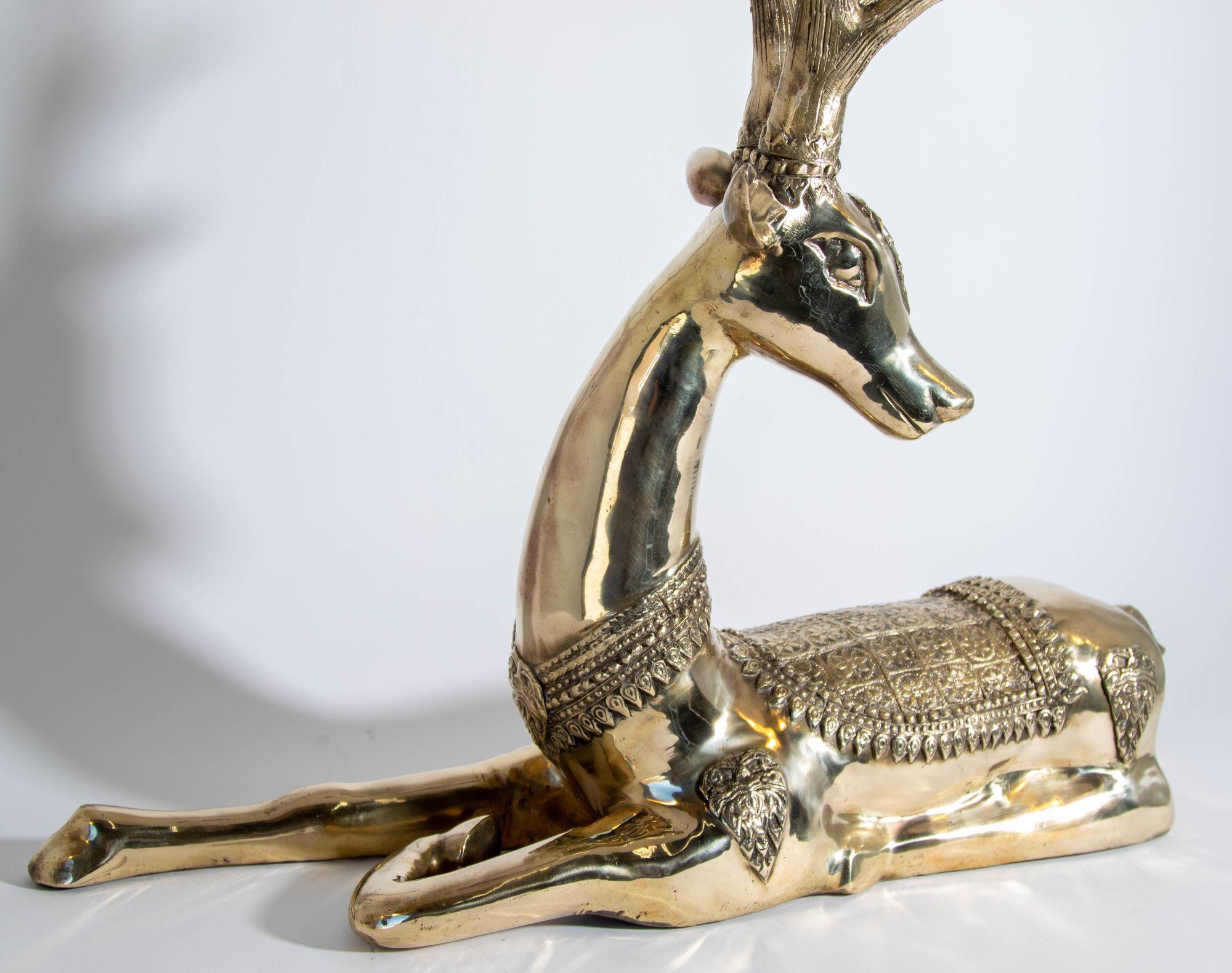 1960s Hollywood Regency Large Brass Deer by Sarreid Ltd, Spain For Sale 1