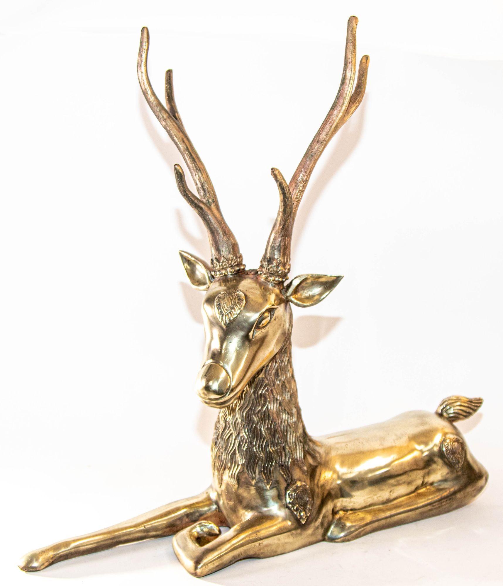 1960s Hollywood Regency Large Brass Deer by Sarreid Ltd, Spain 3