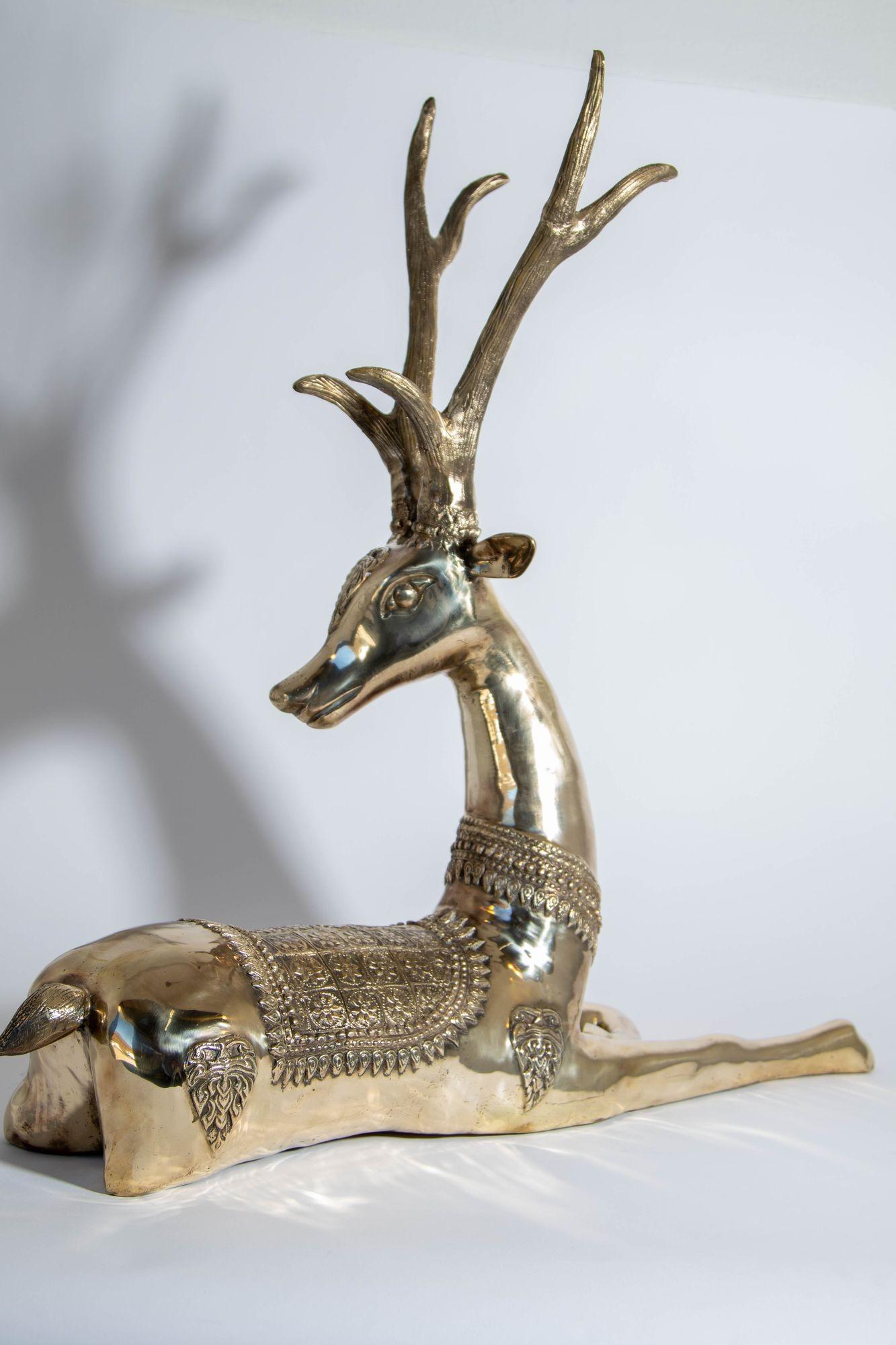 1960s Hollywood Regency Large Brass Deer by Sarreid Ltd, Spain For Sale 3