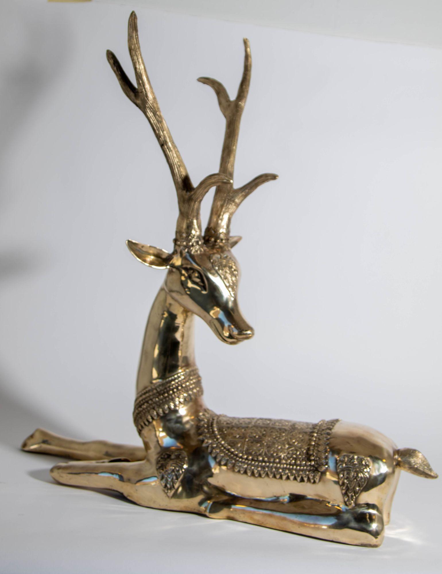 1960s Hollywood Regency Large Brass Deer by Sarreid Ltd, Spain For Sale 5
