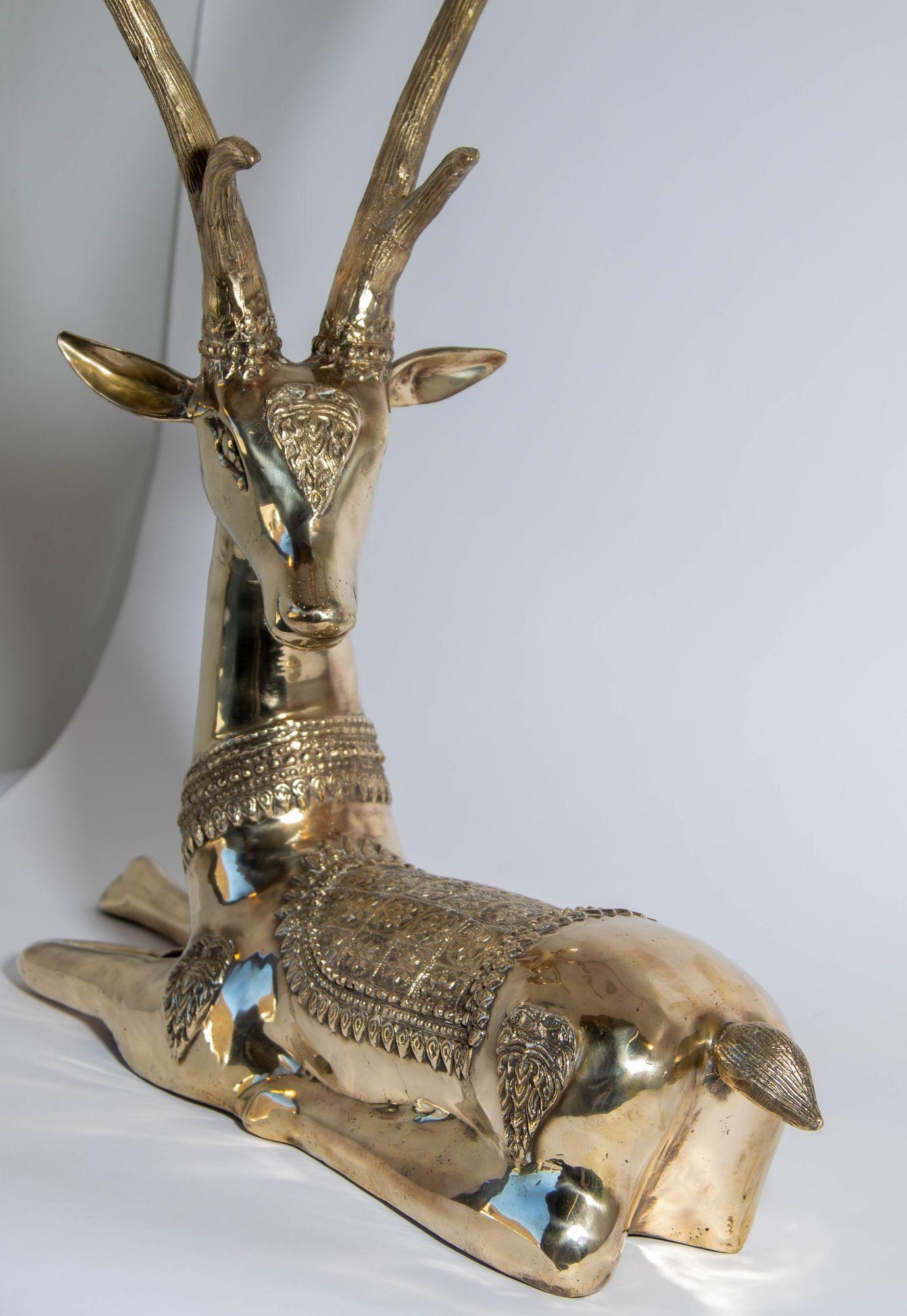 1960s Hollywood Regency Large Brass Deer by Sarreid Ltd, Spain For Sale 6