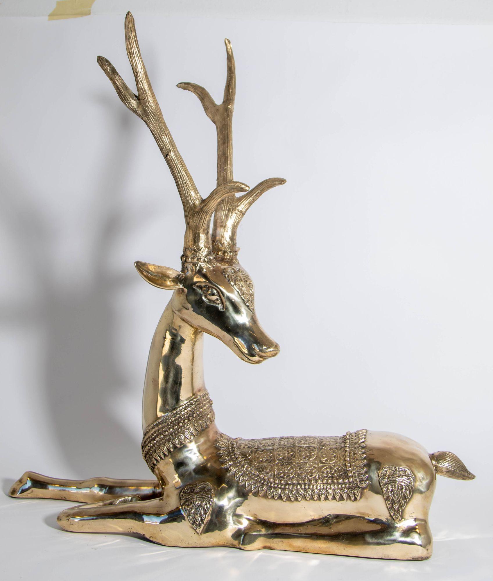 1960s Hollywood Regency Large Brass Deer by Sarreid Ltd, Spain For Sale 11