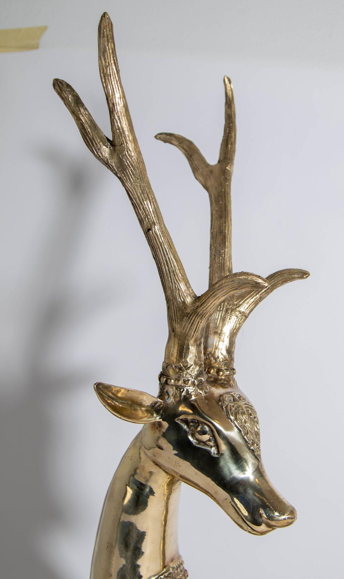vintage brass deer statue
