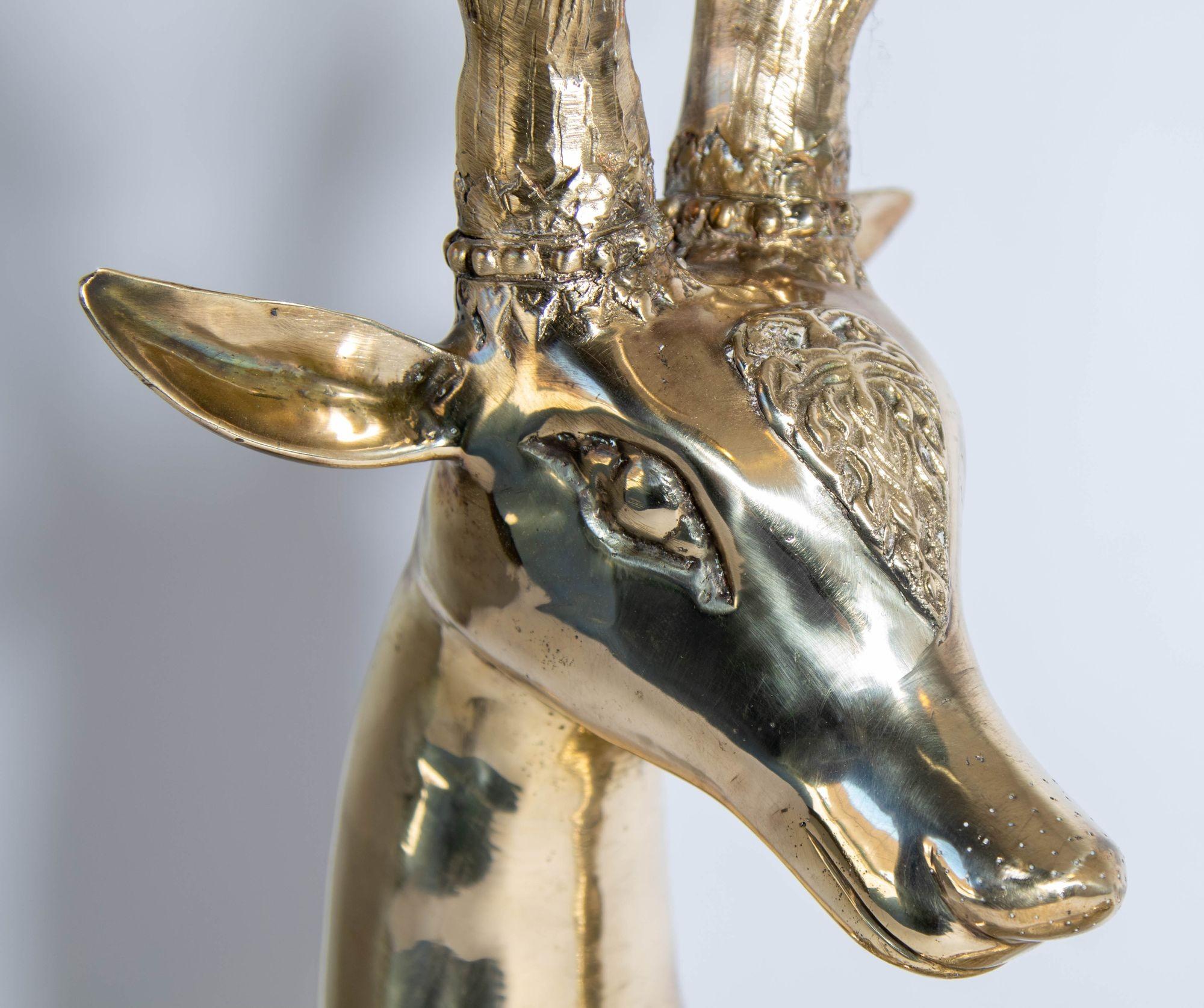 Cast 1960s Hollywood Regency Large Brass Deer by Sarreid Ltd, Spain For Sale