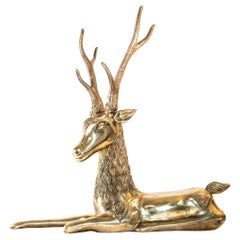 Vintage 1960s Hollywood Regency Large Brass Deer by Sarreid Ltd, Spain